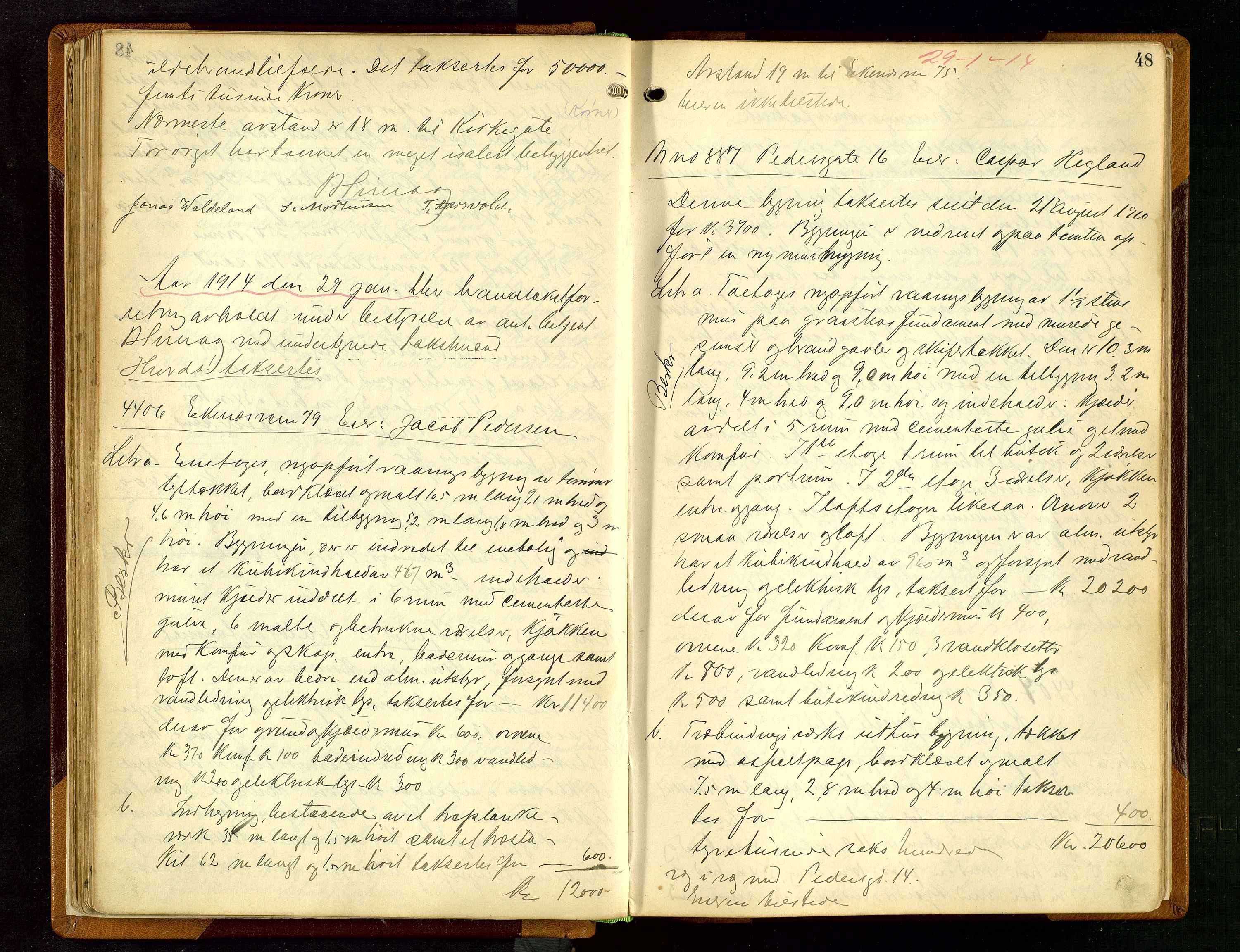 Norges Brannkasse Stavanger, AV/SAST-A-102143/F/Fd/L0012: Branntaksprotokoll nr. 23, 1913-1916, p. 47b-48a