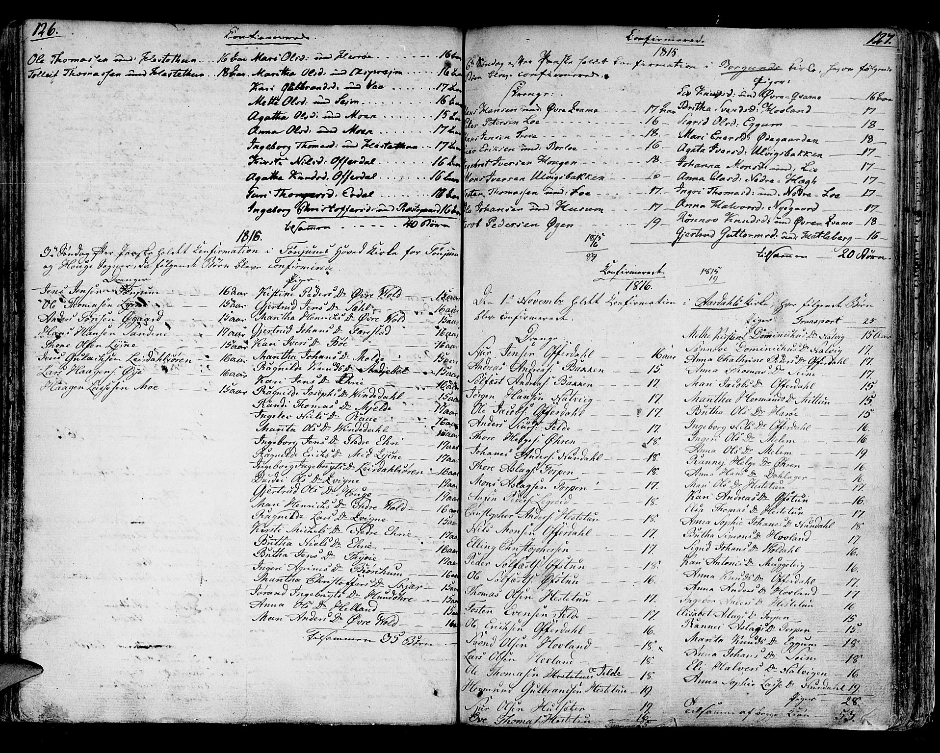 Lærdal sokneprestembete, SAB/A-81201: Parish register (official) no. A 4, 1805-1821, p. 126-127
