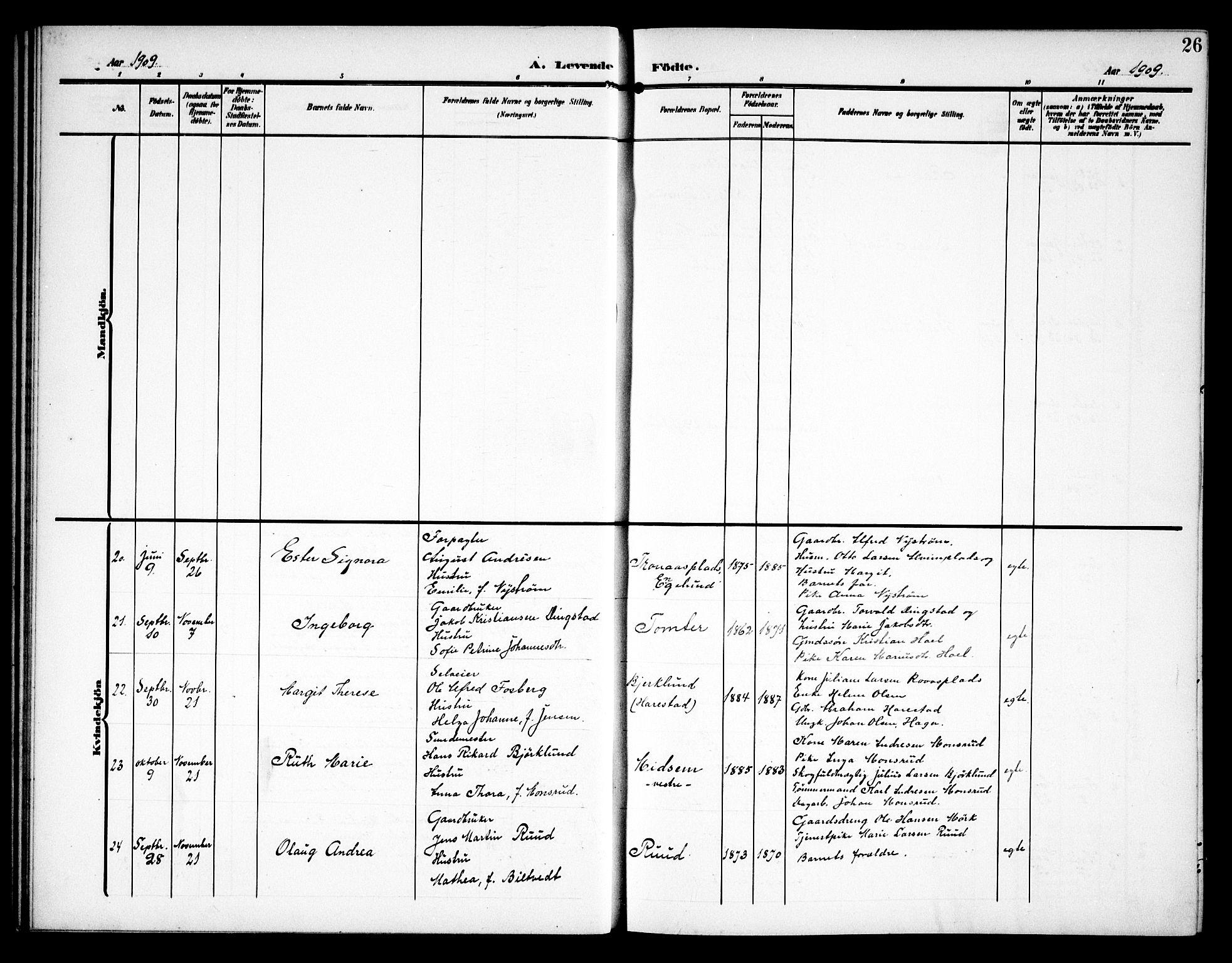 Kråkstad prestekontor Kirkebøker, AV/SAO-A-10125a/G/Ga/L0002: Parish register (copy) no. I 2, 1905-1934, p. 26