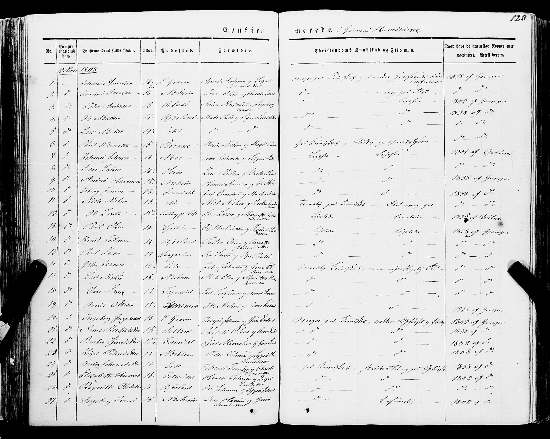 Ulvik sokneprestembete, AV/SAB-A-78801/H/Haa: Parish register (official) no. A 12, 1839-1853, p. 123