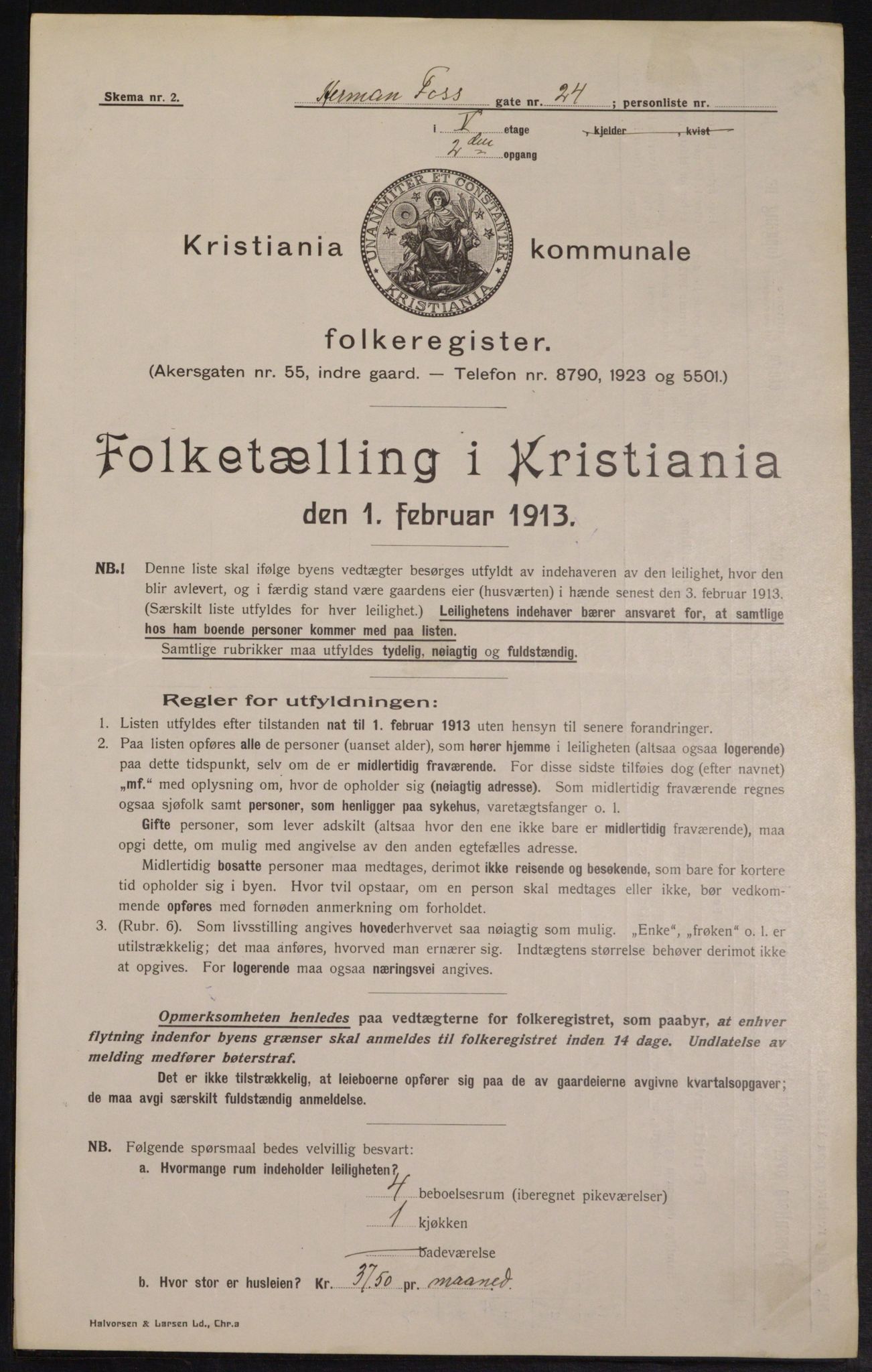 OBA, Municipal Census 1913 for Kristiania, 1913, p. 38866
