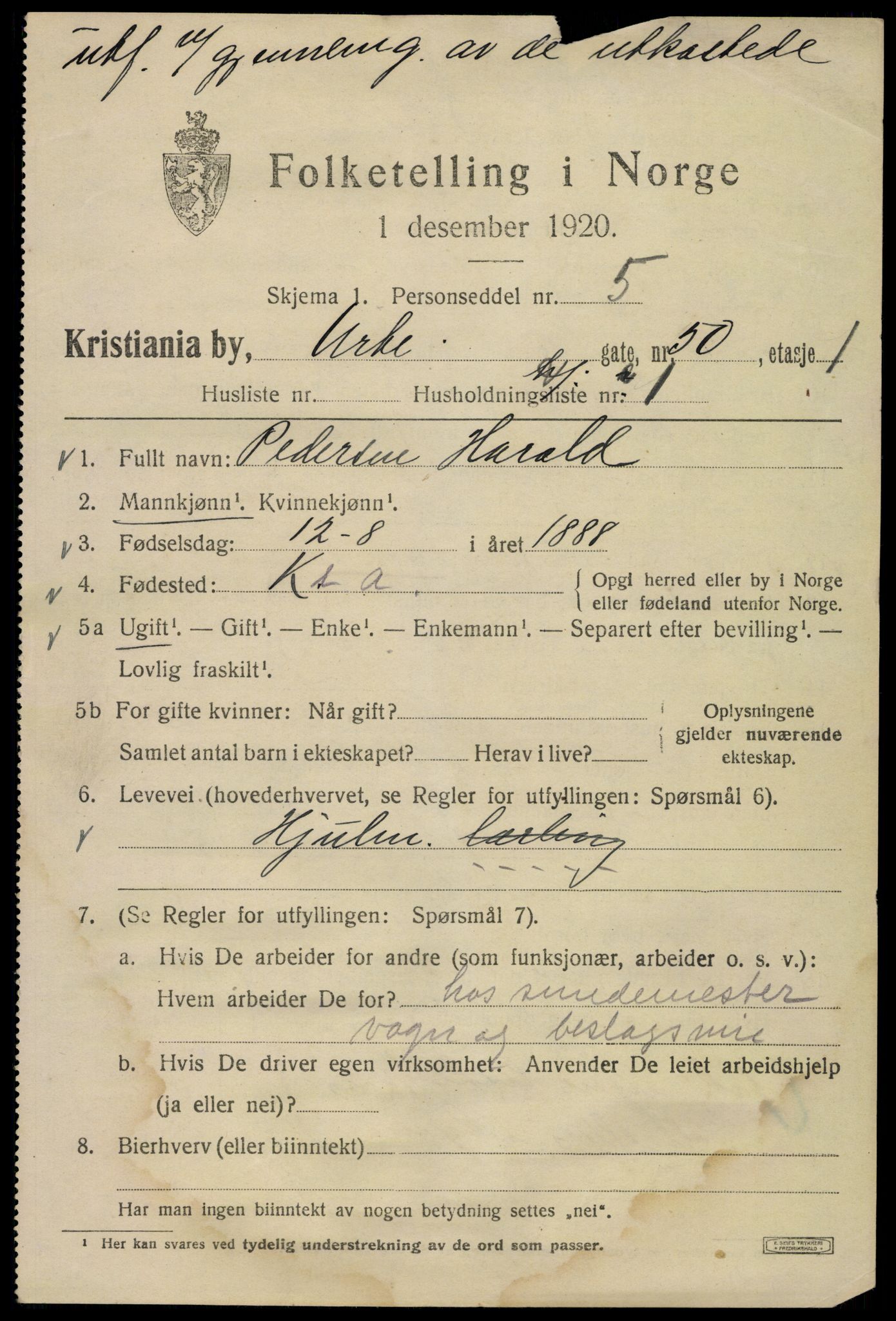 SAO, 1920 census for Kristiania, 1920, p. 623979