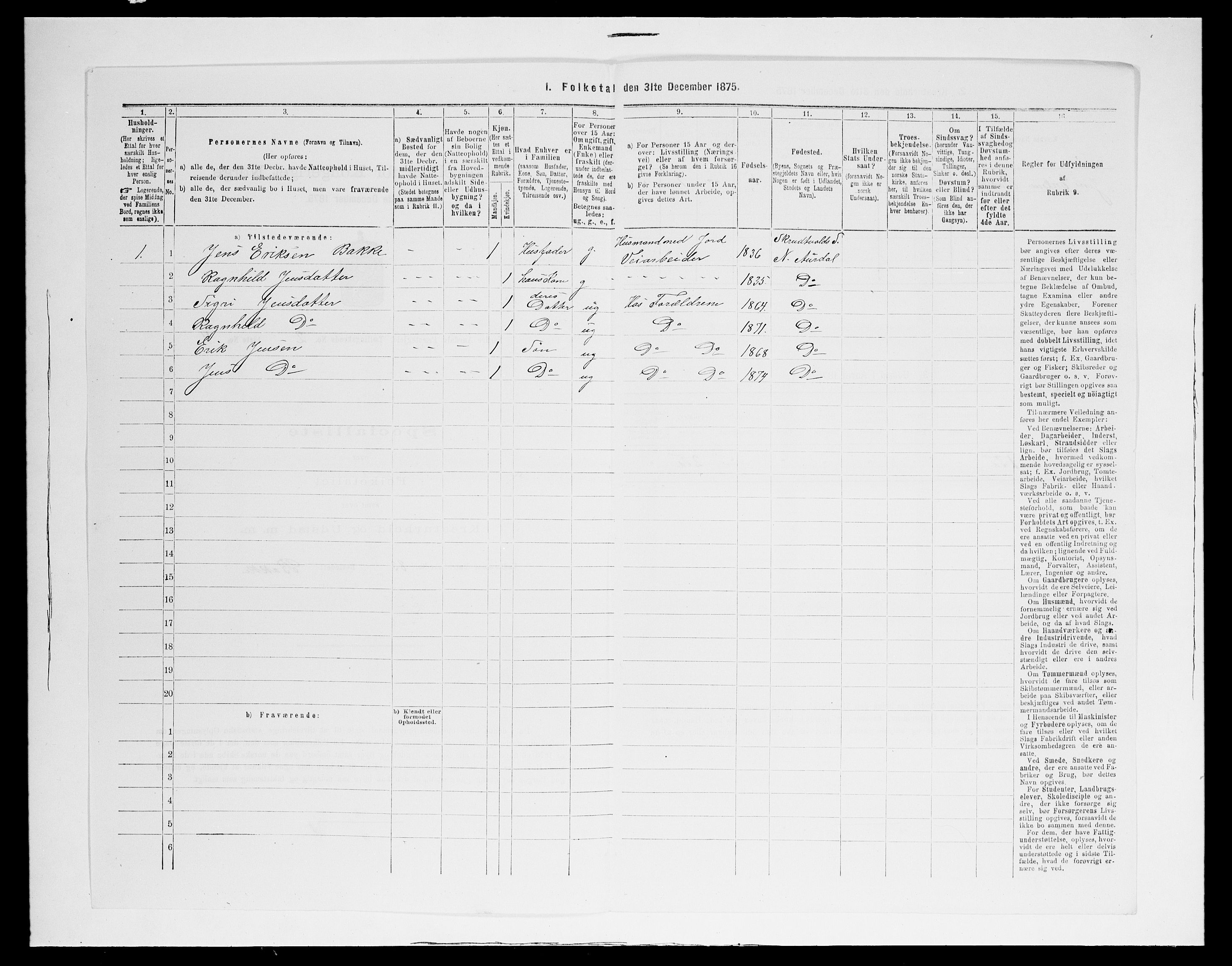 SAH, 1875 census for 0542P Nord-Aurdal, 1875, p. 343