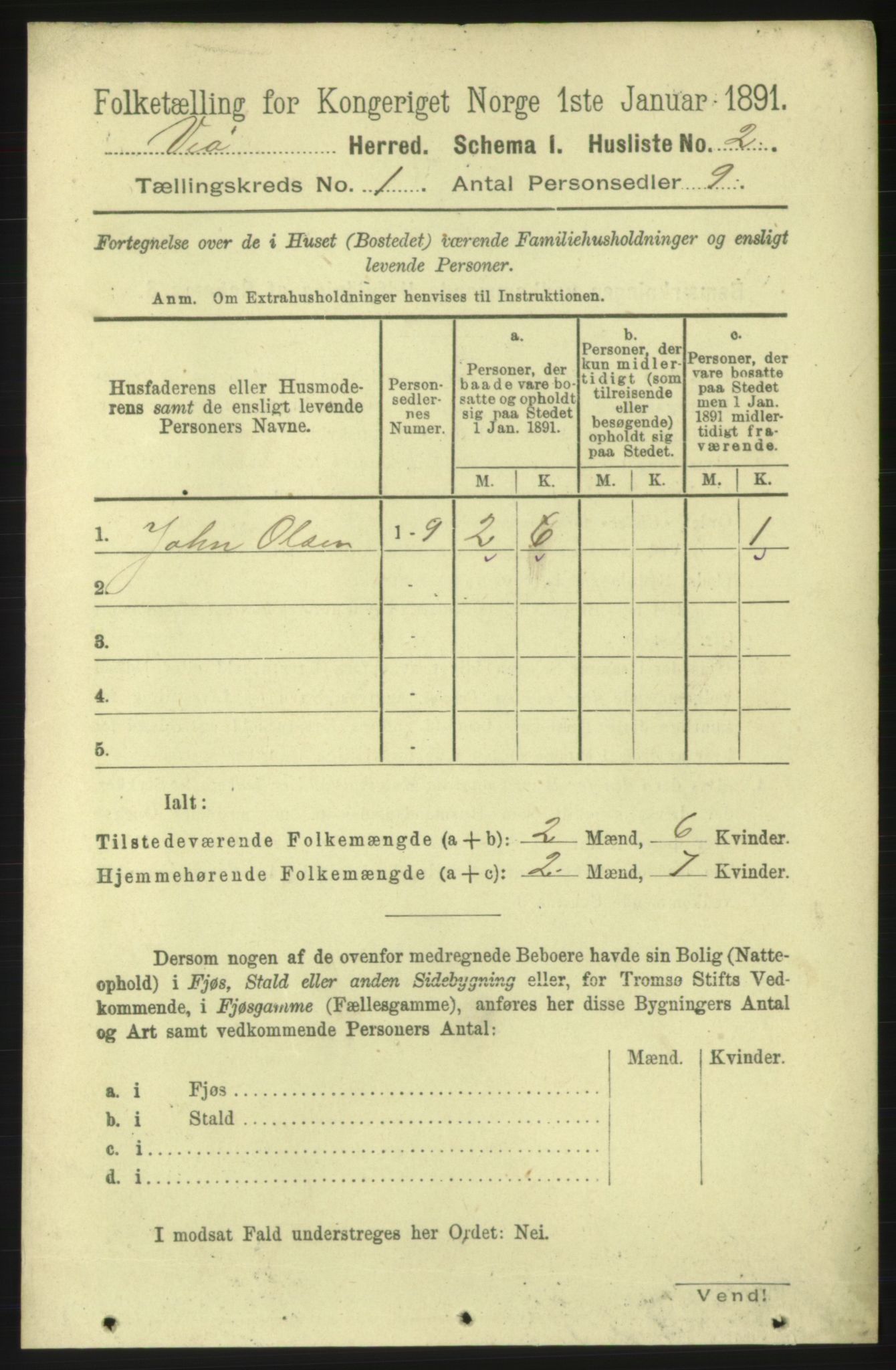 RA, 1891 census for 1541 Veøy, 1891, p. 18