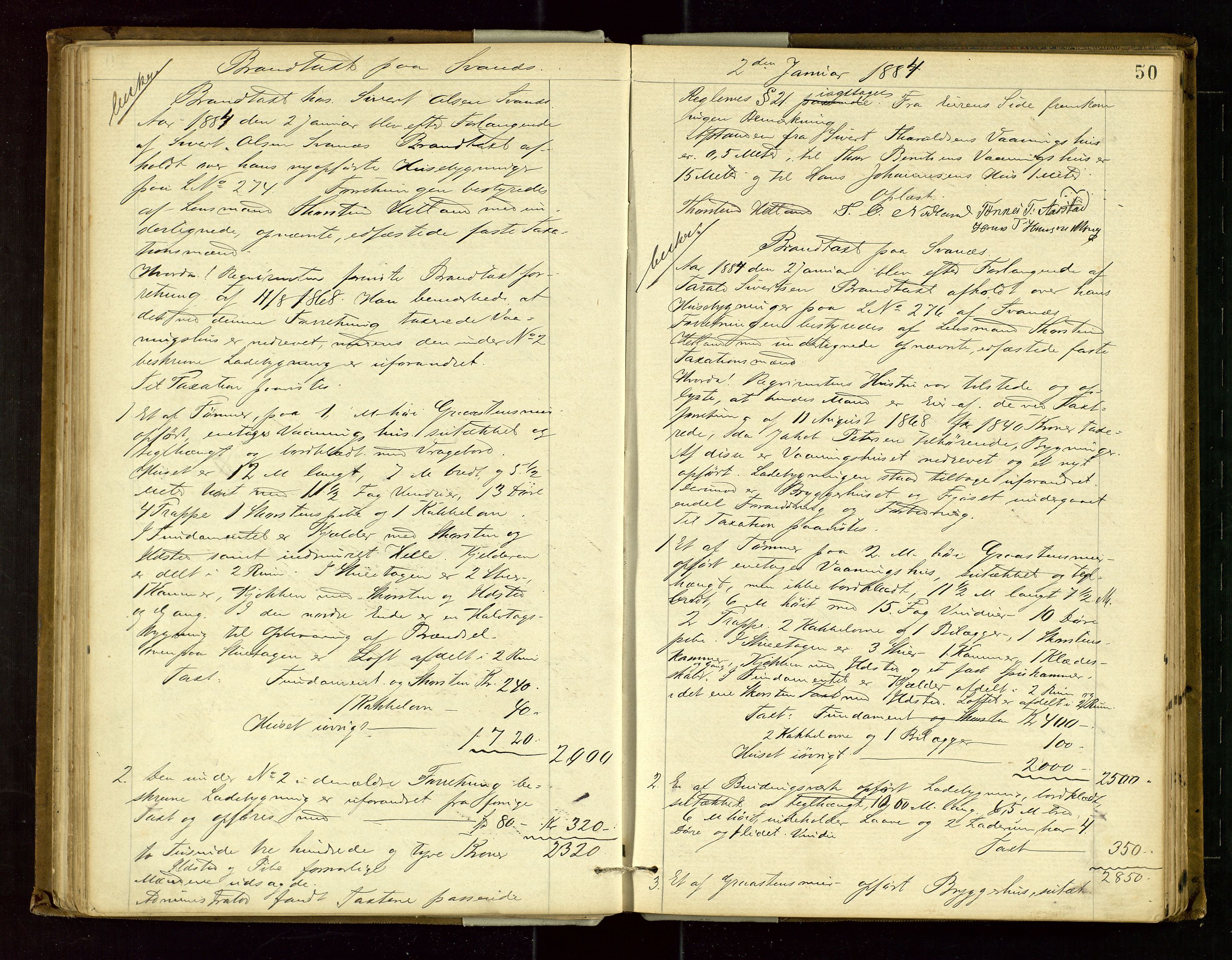 Eigersund lensmannskontor, AV/SAST-A-100171/Goa/L0003: "Brandtaxations-protokol", 1876-1893, p. 49b-50a