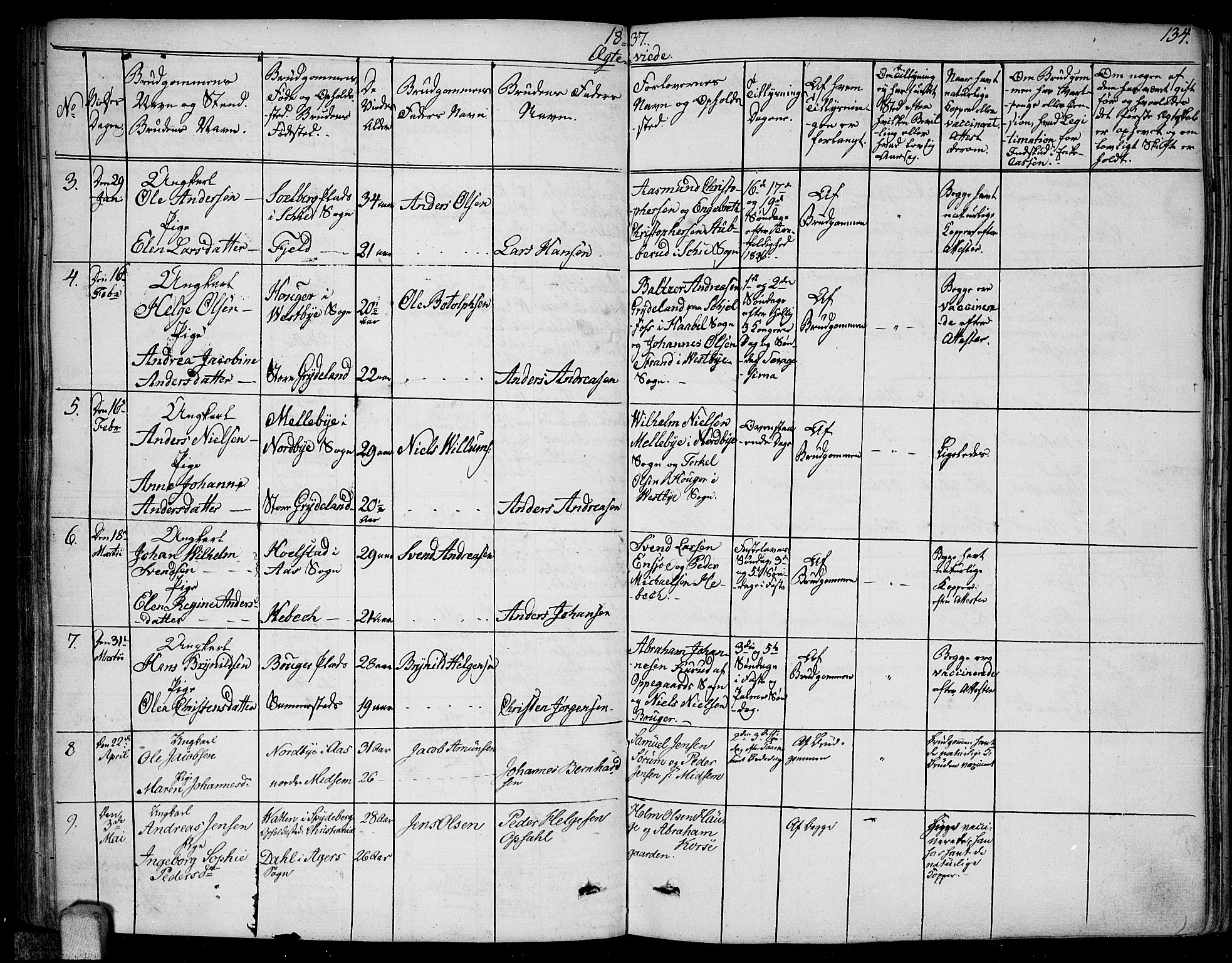 Kråkstad prestekontor Kirkebøker, AV/SAO-A-10125a/F/Fa/L0004: Parish register (official) no. I 4, 1825-1837, p. 134