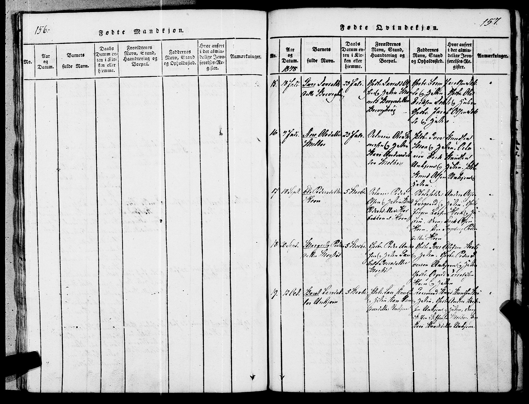 Ministerialprotokoller, klokkerbøker og fødselsregistre - Møre og Romsdal, AV/SAT-A-1454/545/L0585: Parish register (official) no. 545A01, 1818-1853, p. 156-157