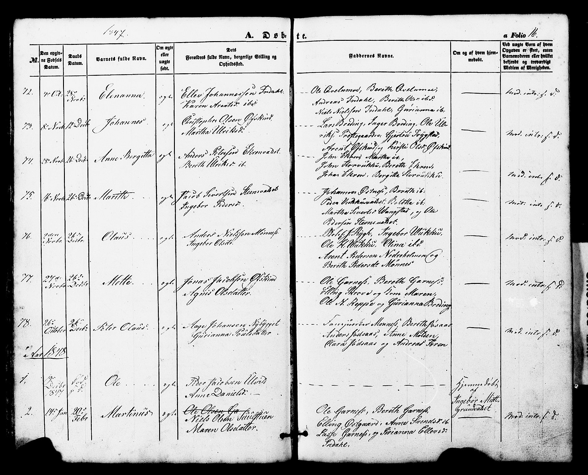 Ministerialprotokoller, klokkerbøker og fødselsregistre - Nord-Trøndelag, SAT/A-1458/724/L0268: Parish register (copy) no. 724C04, 1846-1878, p. 16
