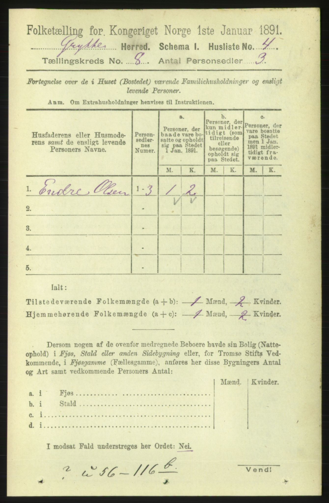 RA, 1891 census for 1539 Grytten, 1891, p. 3137