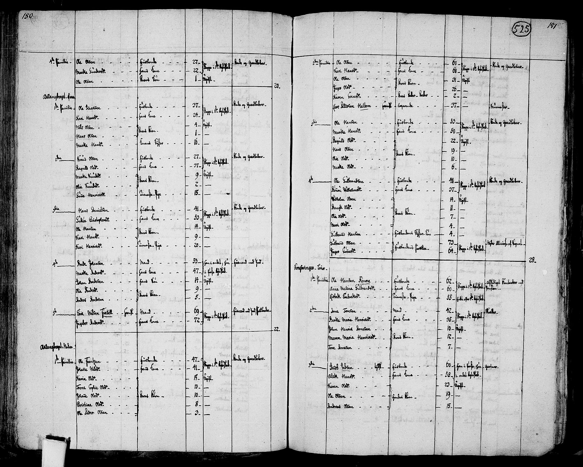 RA, 1801 census for 0421P Vinger, 1801, p. 524b-525a