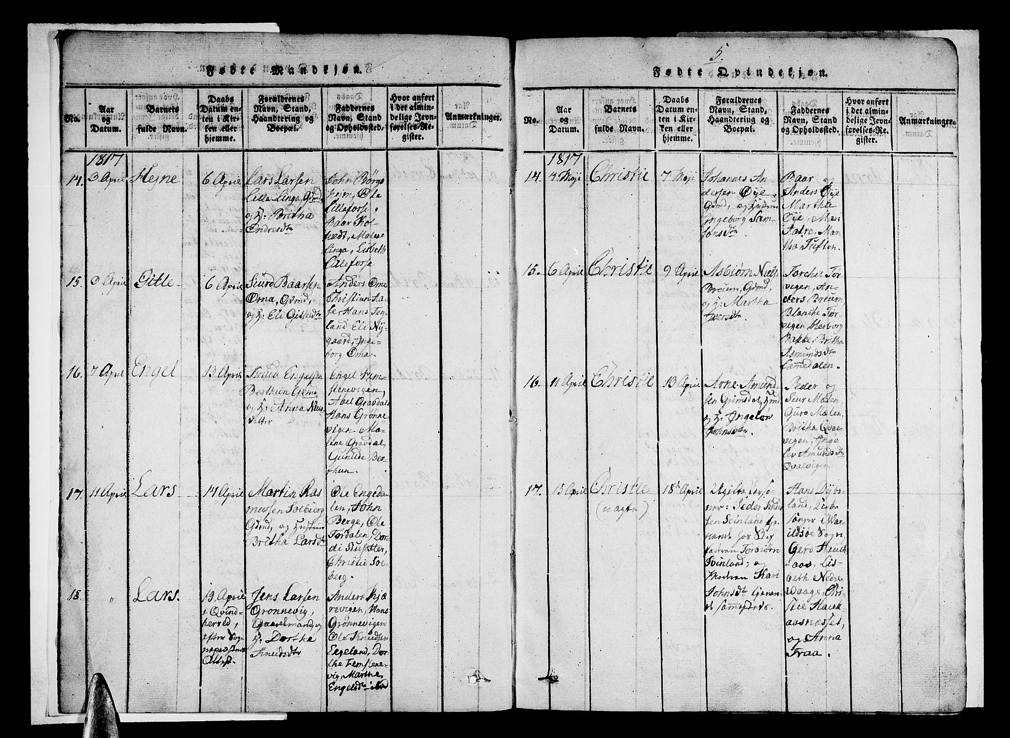 Strandebarm sokneprestembete, SAB/A-78401/H/Haa: Parish register (official) no. A 5, 1816-1826, p. 5