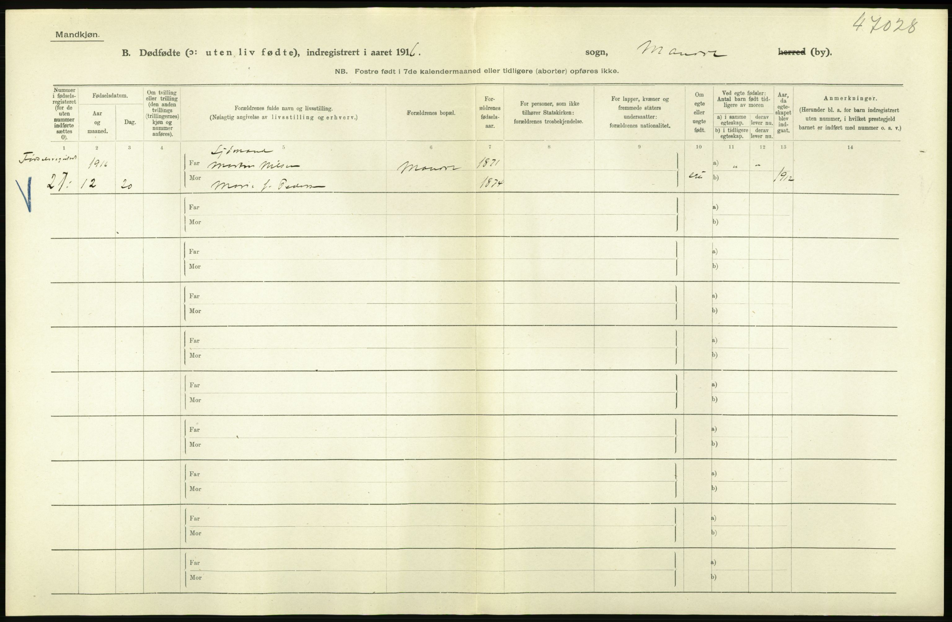 Statistisk sentralbyrå, Sosiodemografiske emner, Befolkning, AV/RA-S-2228/D/Df/Dfb/Dfbf/L0028: Lister og Mandals amt: Gifte, døde, dødfødte. Bygder og byer., 1916, p. 518