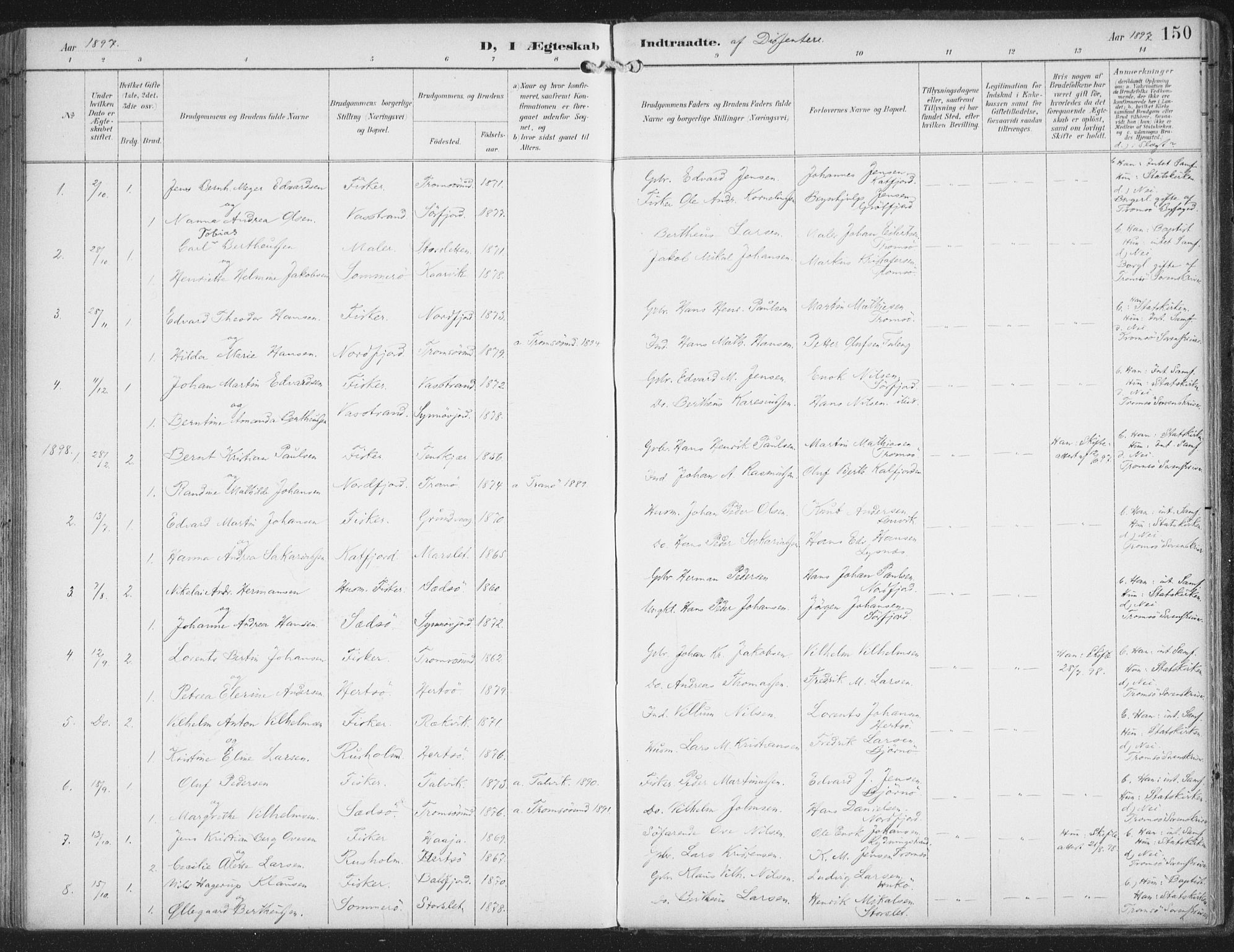 Lenvik sokneprestembete, SATØ/S-1310/H/Ha/Haa/L0015kirke: Parish register (official) no. 15, 1896-1915, p. 150