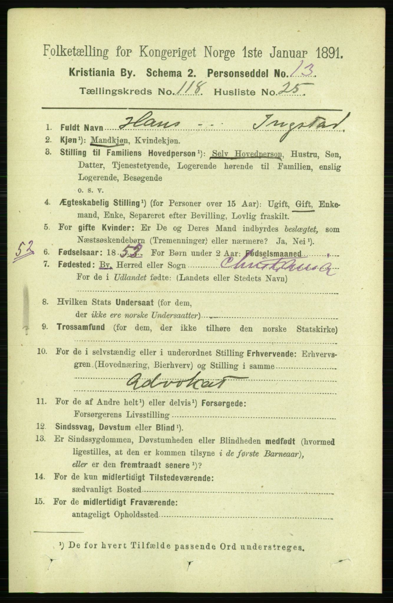 RA, 1891 census for 0301 Kristiania, 1891, p. 63650