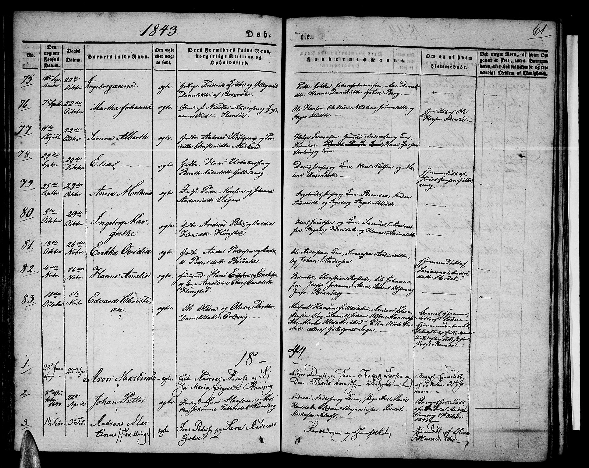 Ministerialprotokoller, klokkerbøker og fødselsregistre - Nordland, AV/SAT-A-1459/801/L0006: Parish register (official) no. 801A06, 1834-1845, p. 61