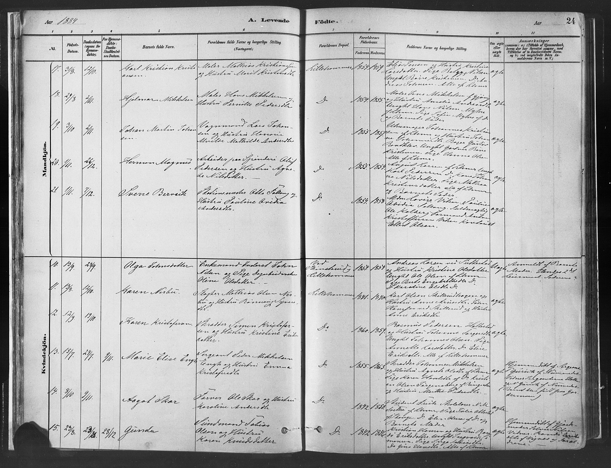 Fåberg prestekontor, SAH/PREST-086/H/Ha/Haa/L0010: Parish register (official) no. 10, 1879-1900, p. 24