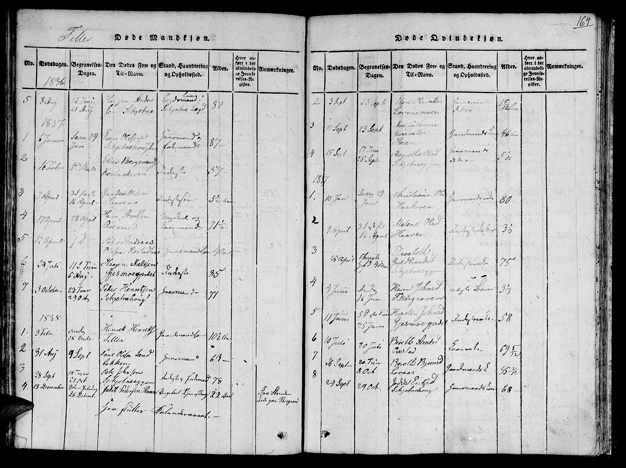 Ministerialprotokoller, klokkerbøker og fødselsregistre - Sør-Trøndelag, SAT/A-1456/618/L0440: Parish register (official) no. 618A04 /2, 1816-1843, p. 164