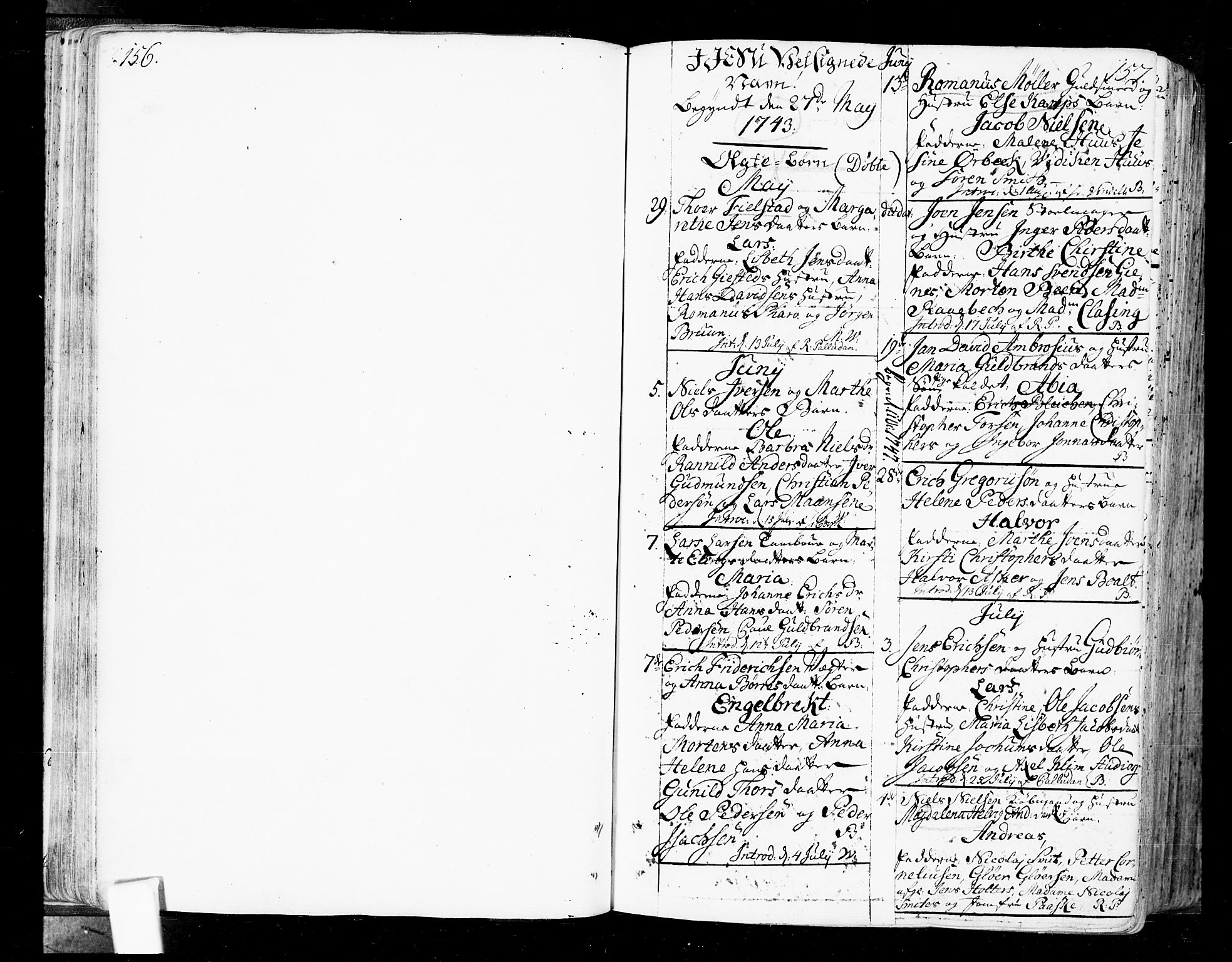 Oslo domkirke Kirkebøker, SAO/A-10752/F/Fa/L0004: Parish register (official) no. 4, 1743-1786, p. 156-157