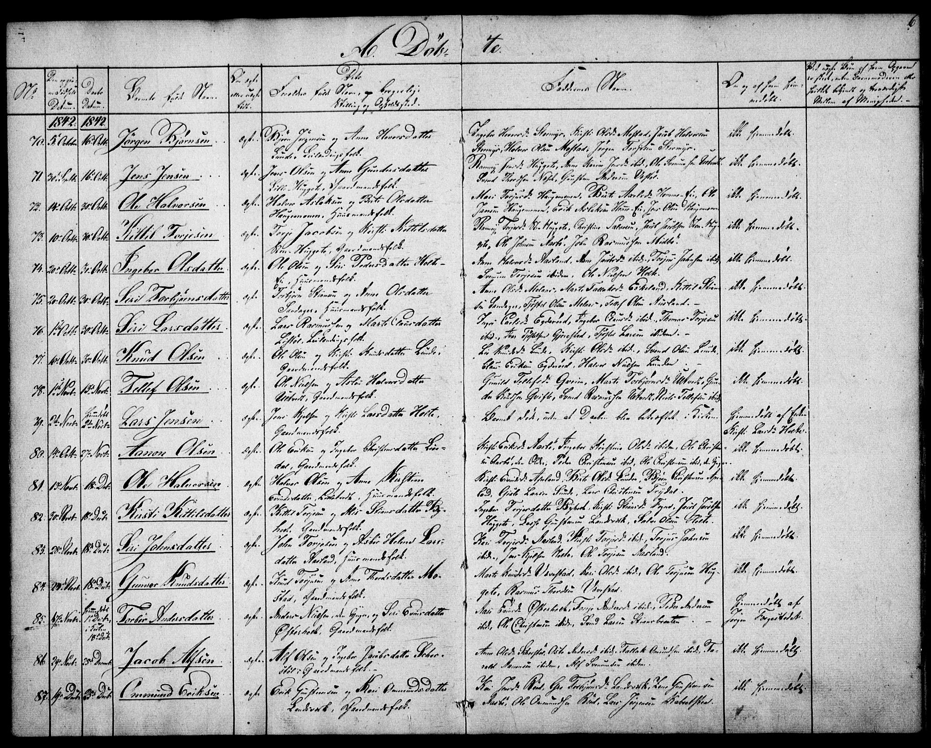Gjerstad sokneprestkontor, SAK/1111-0014/F/Fa/Faa/L0006: Parish register (official) no. A 6, 1841-1857, p. 6