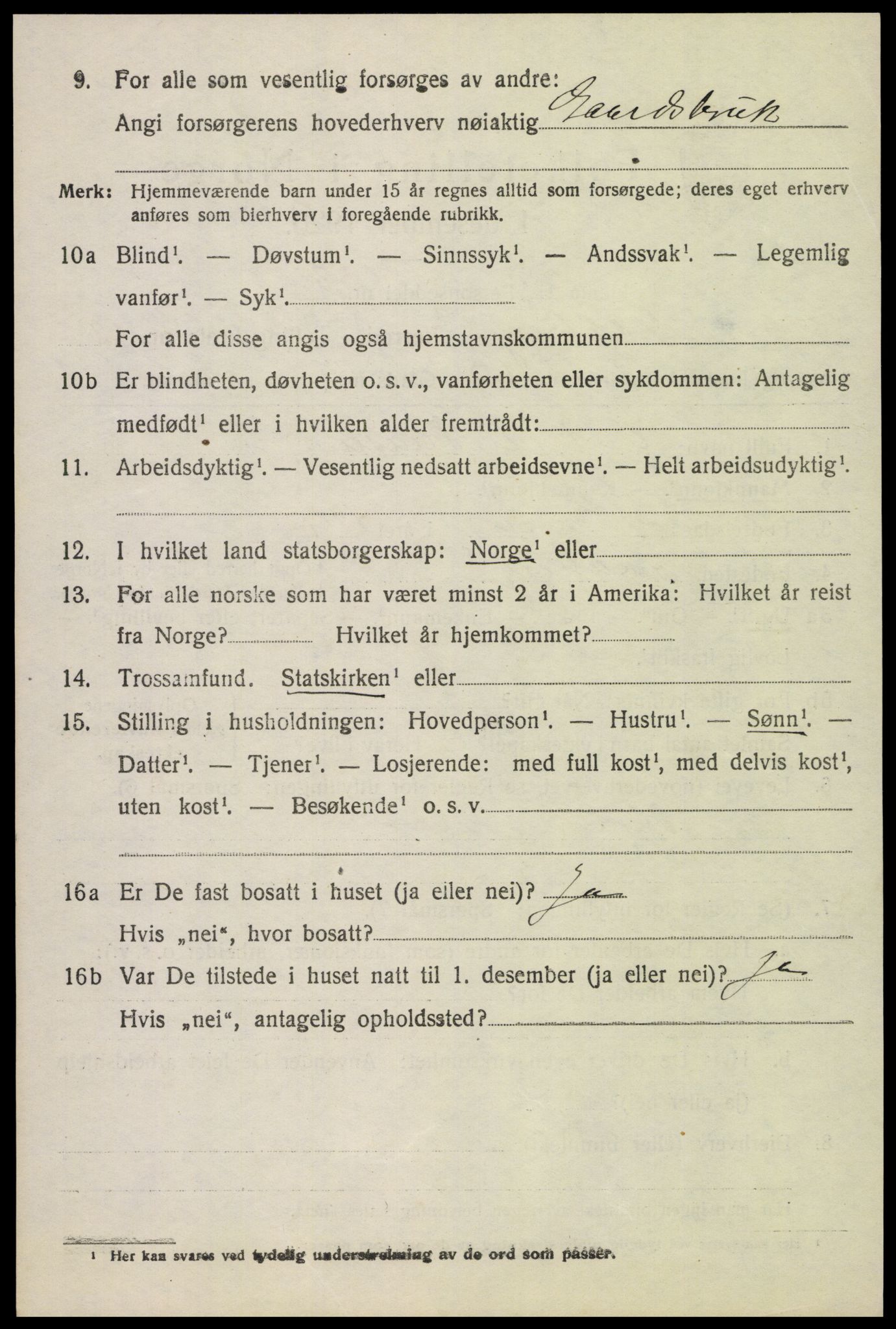 SAH, 1920 census for Fåberg, 1920, p. 13523