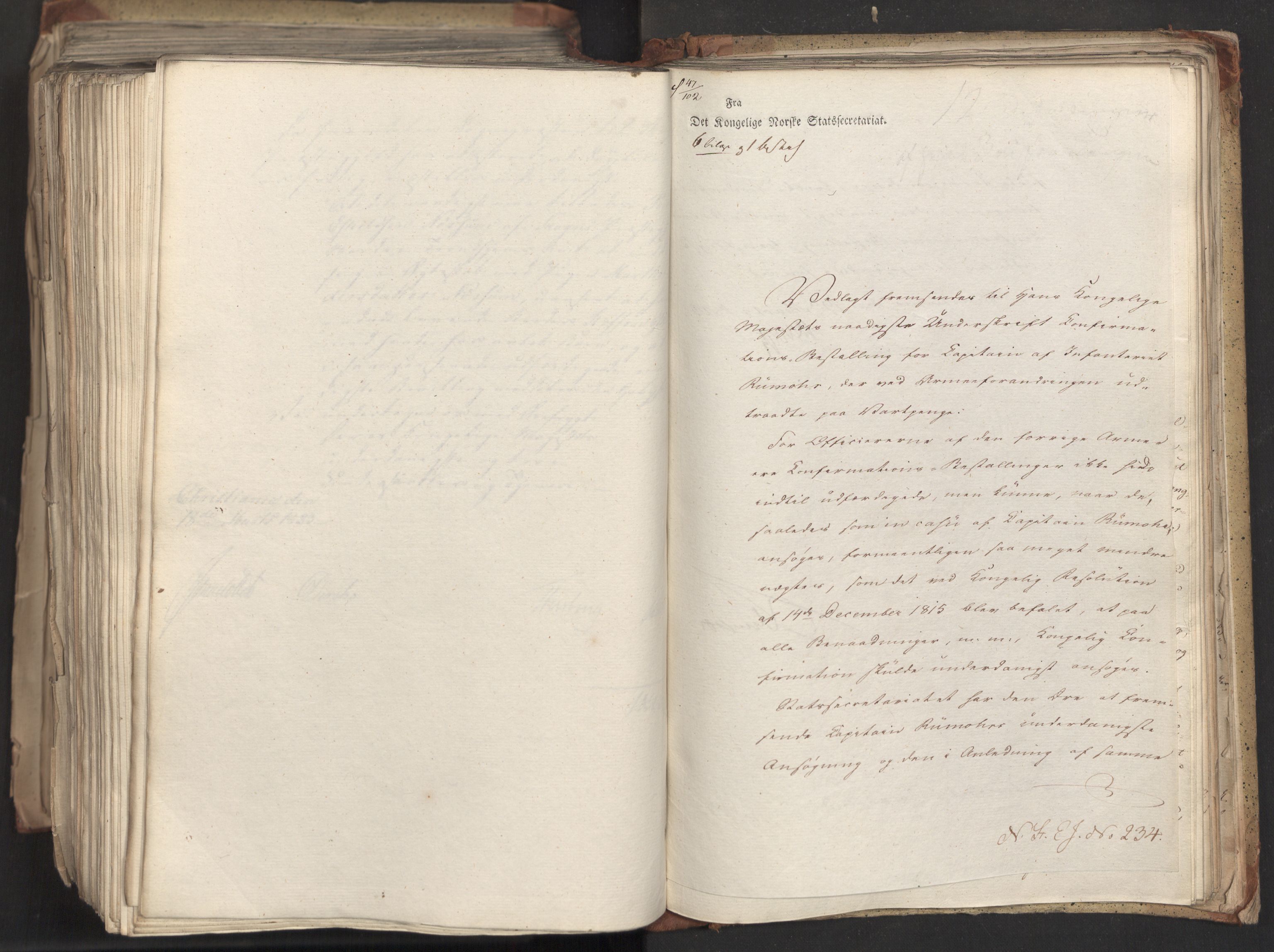 Statsrådsavdelingen i Stockholm, AV/RA-S-1003/D/Da/L0033: Regjeringsinnstillinger nr. 1-274, 1823, p. 592