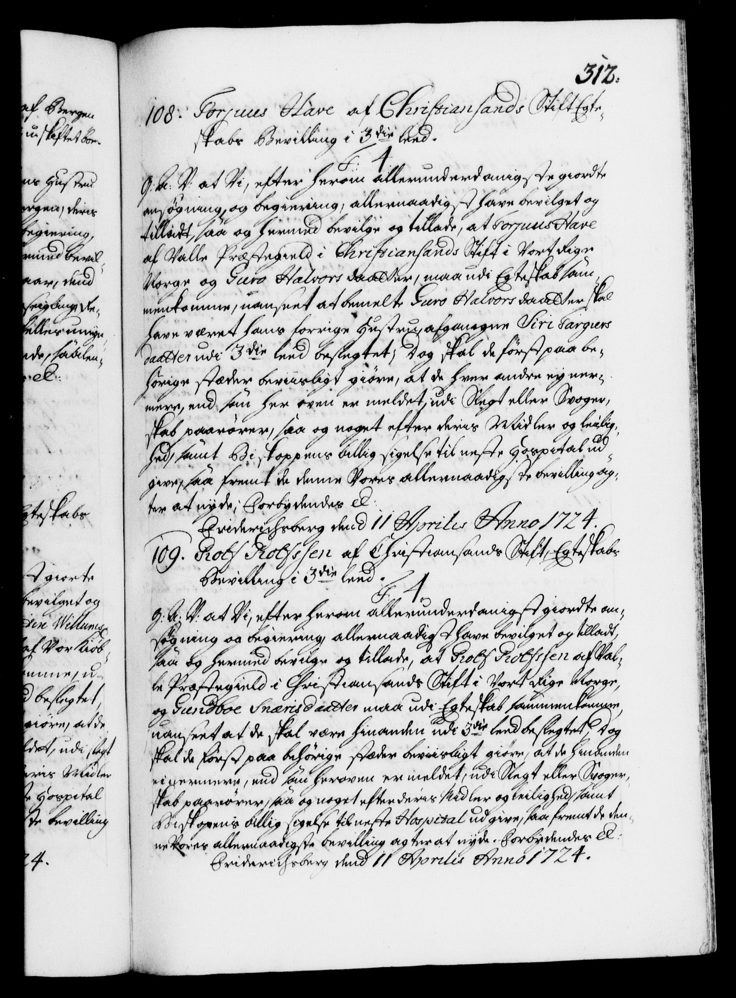 Danske Kanselli 1572-1799, AV/RA-EA-3023/F/Fc/Fca/Fcaa/L0024: Norske registre, 1723-1725, p. 312a