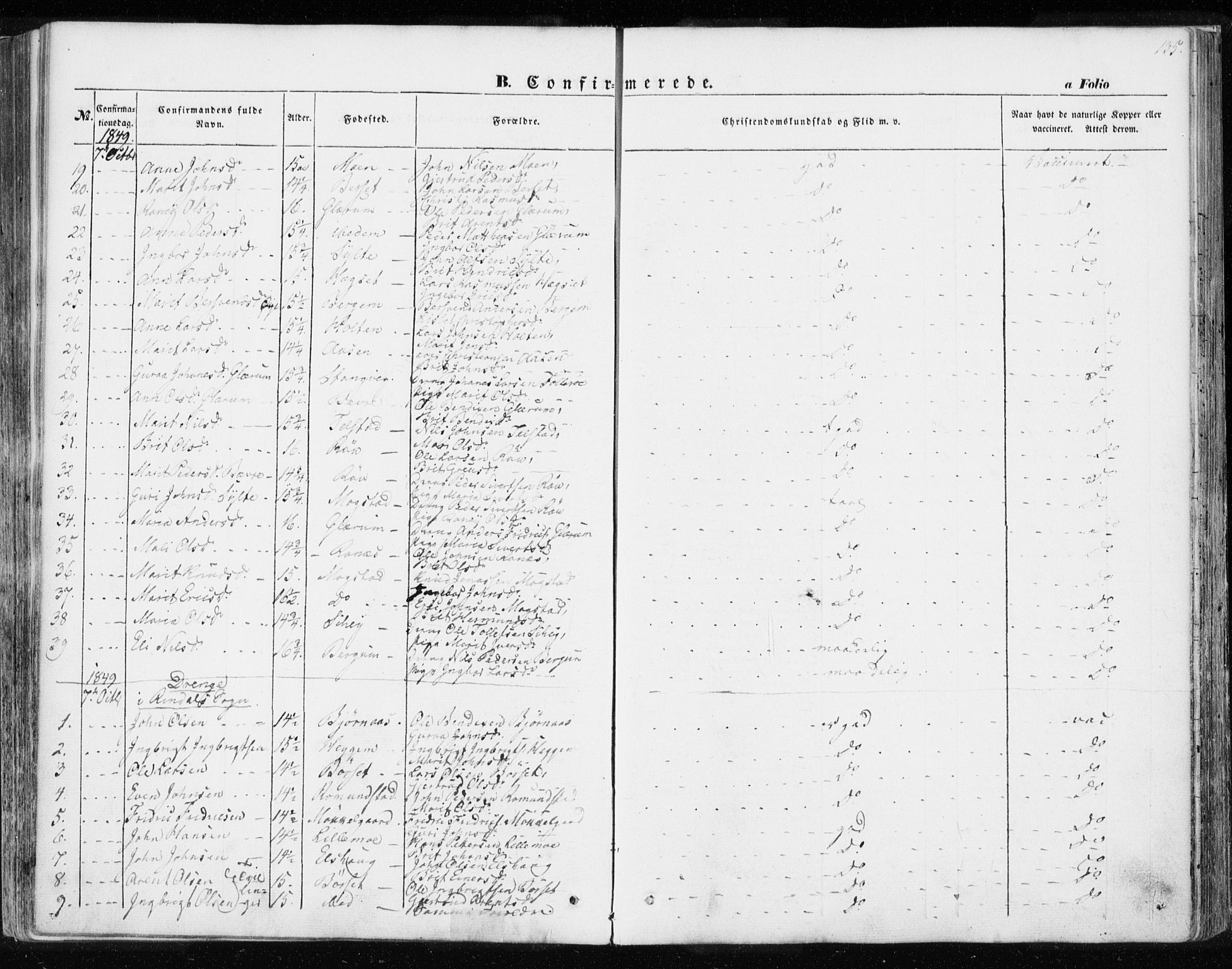 Ministerialprotokoller, klokkerbøker og fødselsregistre - Møre og Romsdal, SAT/A-1454/595/L1043: Parish register (official) no. 595A05, 1843-1851, p. 135