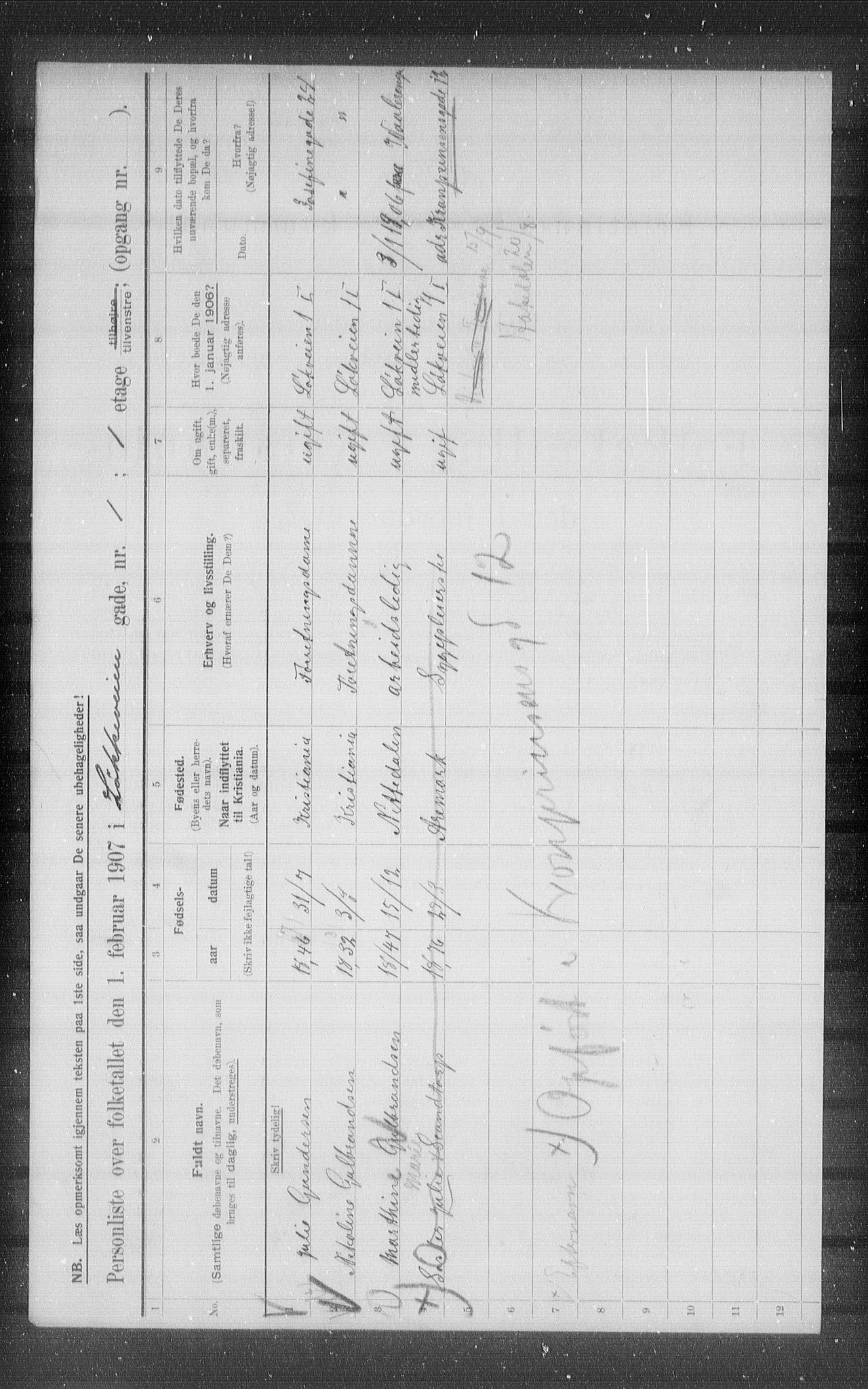 OBA, Municipal Census 1907 for Kristiania, 1907, p. 29976