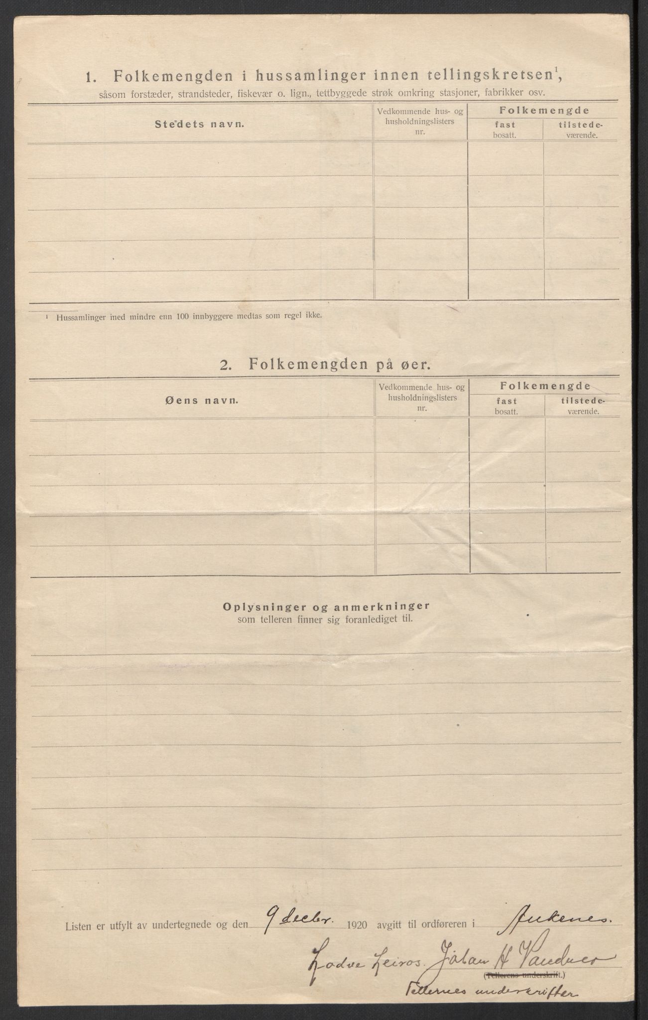 SAT, 1920 census for Ankenes, 1920, p. 42