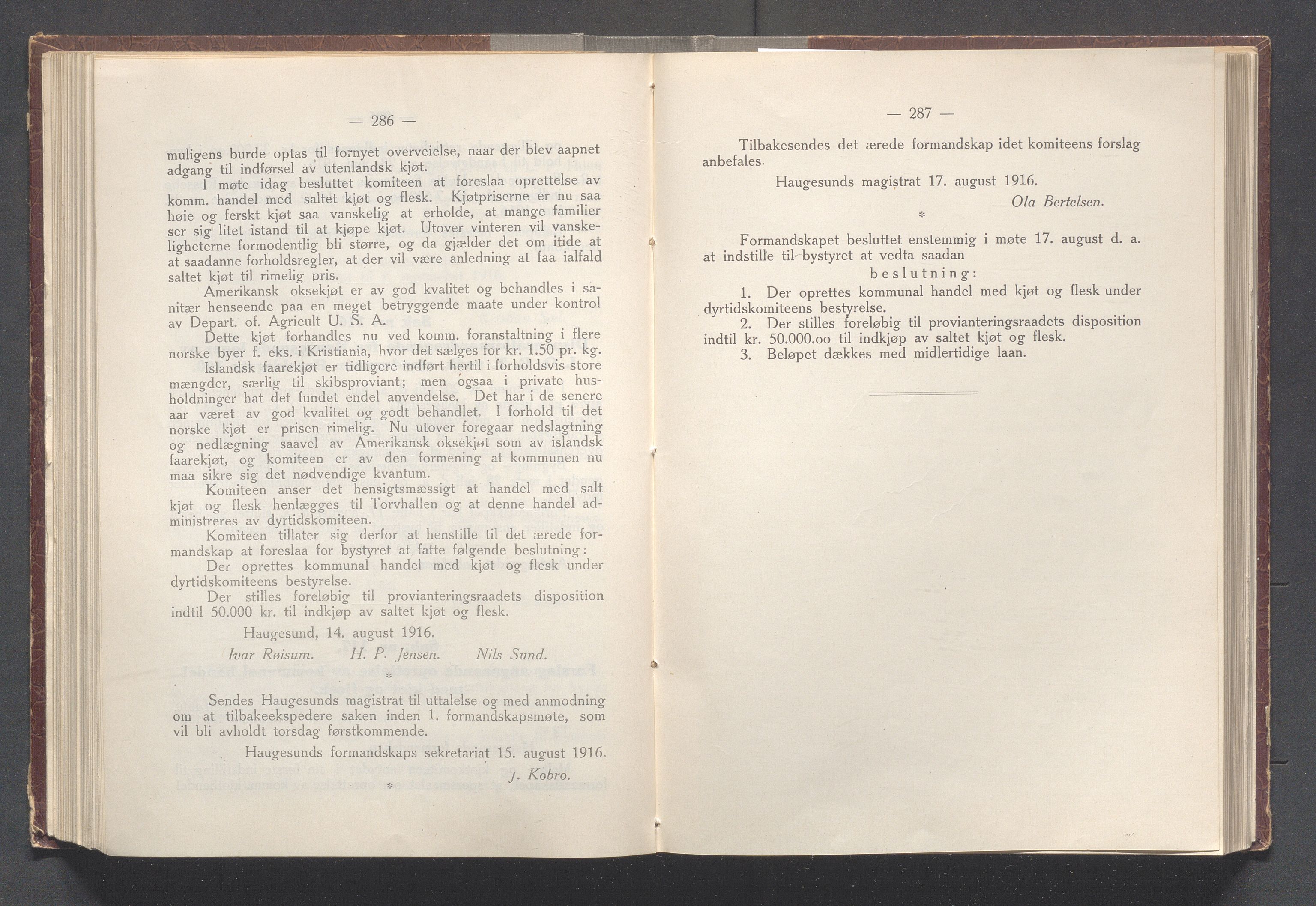 Haugesund kommune - Formannskapet og Bystyret, IKAR/A-740/A/Abb/L0002: Bystyreforhandlinger, 1908-1917, p. 817