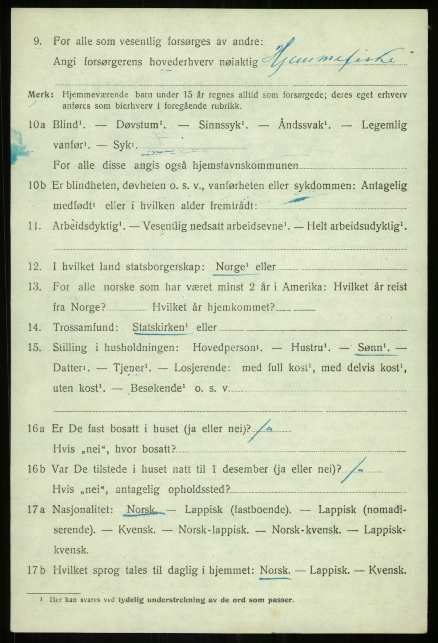 SATØ, 1920 census for Torsken, 1920, p. 2374