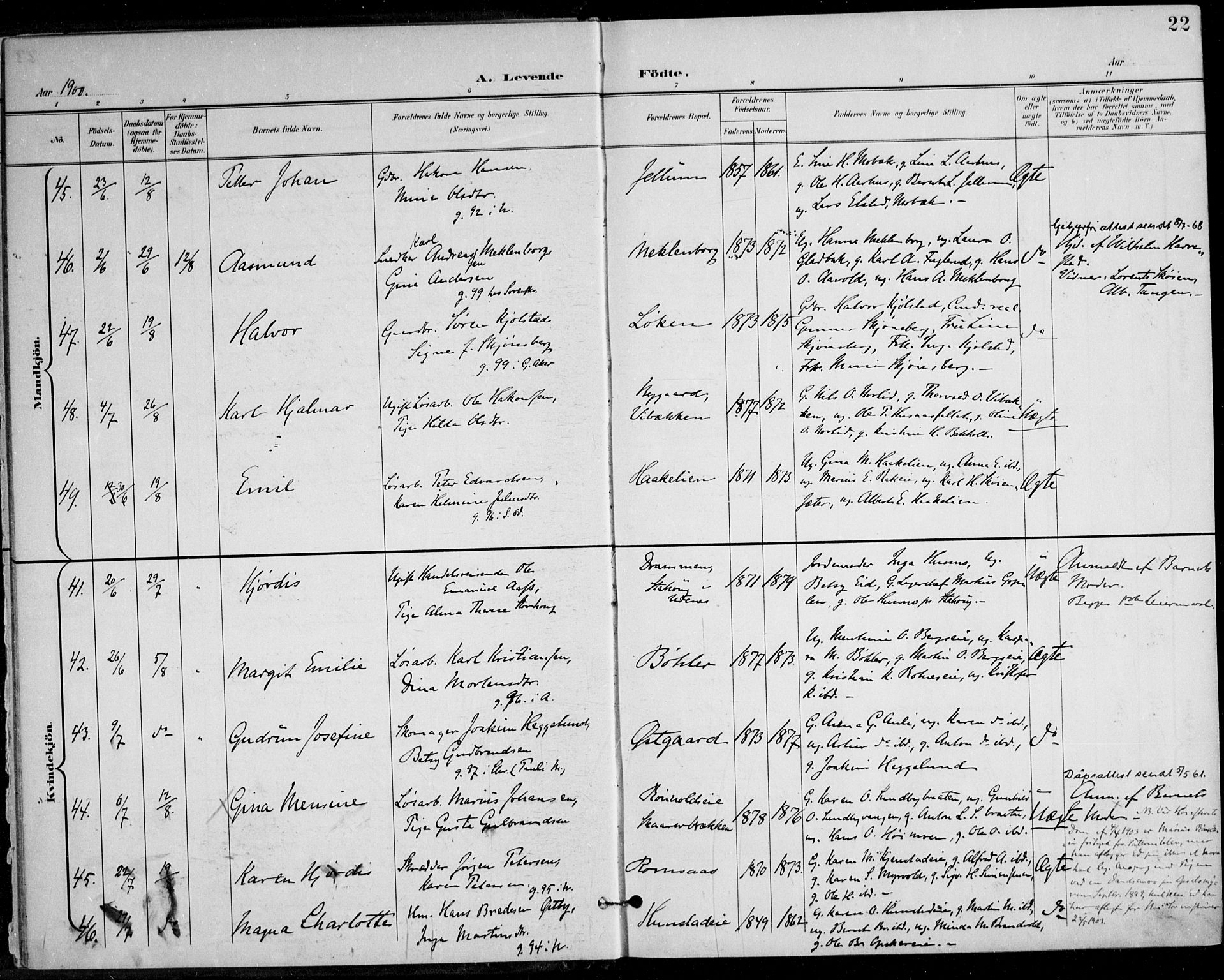 Nes prestekontor Kirkebøker, AV/SAO-A-10410/F/Fa/L0011: Parish register (official) no. I 11, 1899-1918, p. 22