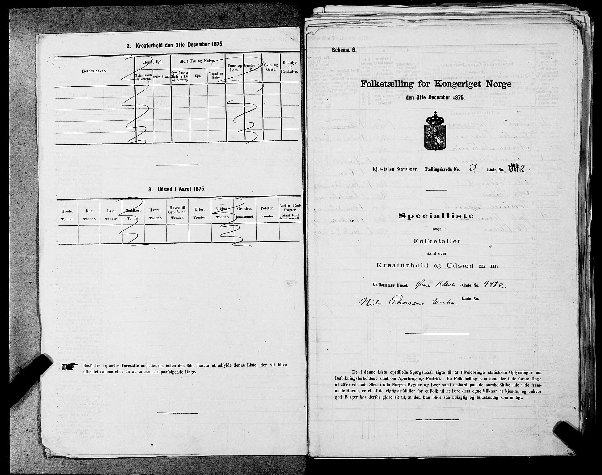 SAST, 1875 census for 1103 Stavanger, 1875, p. 428