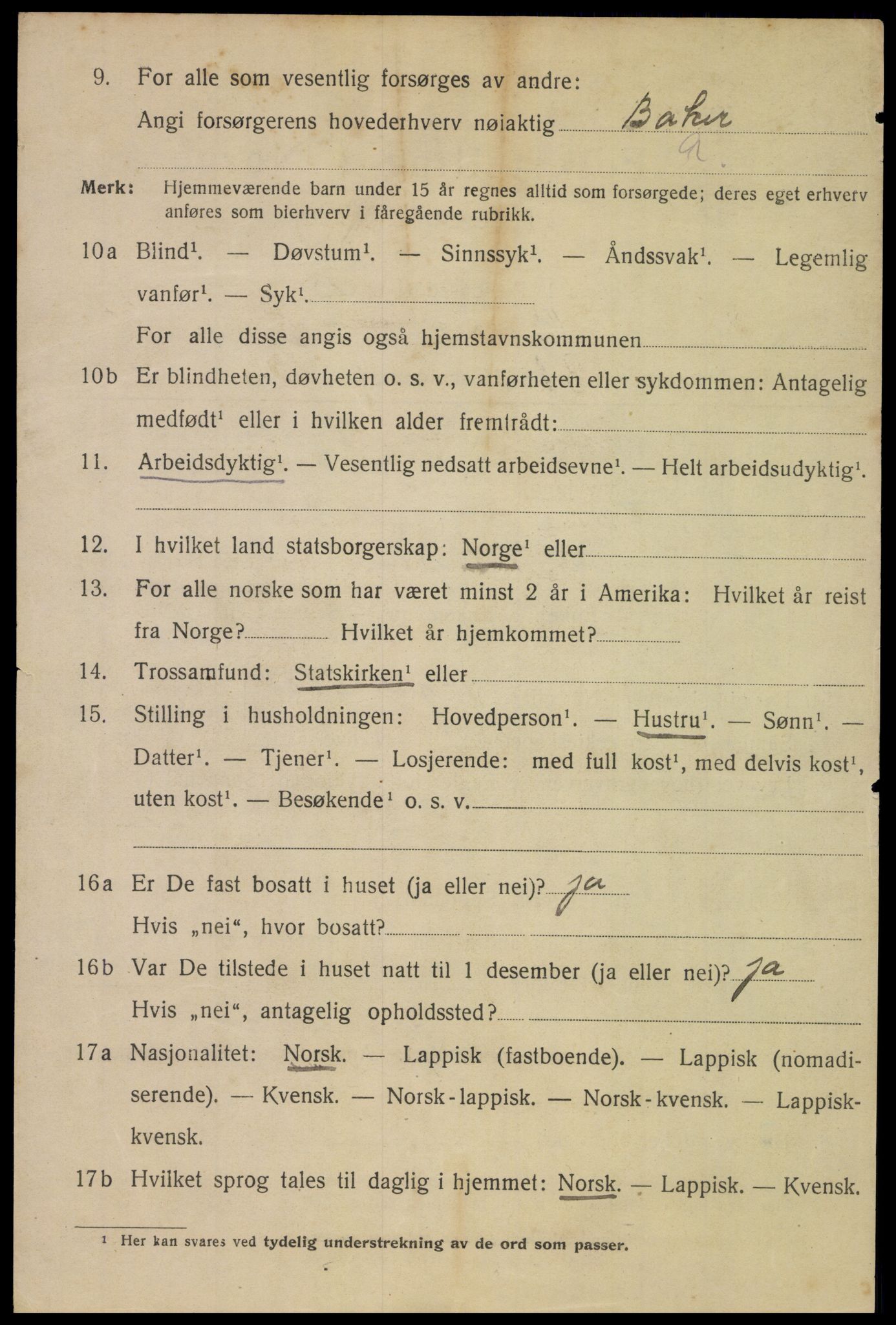 SAT, 1920 census for Bodø, 1920, p. 12826