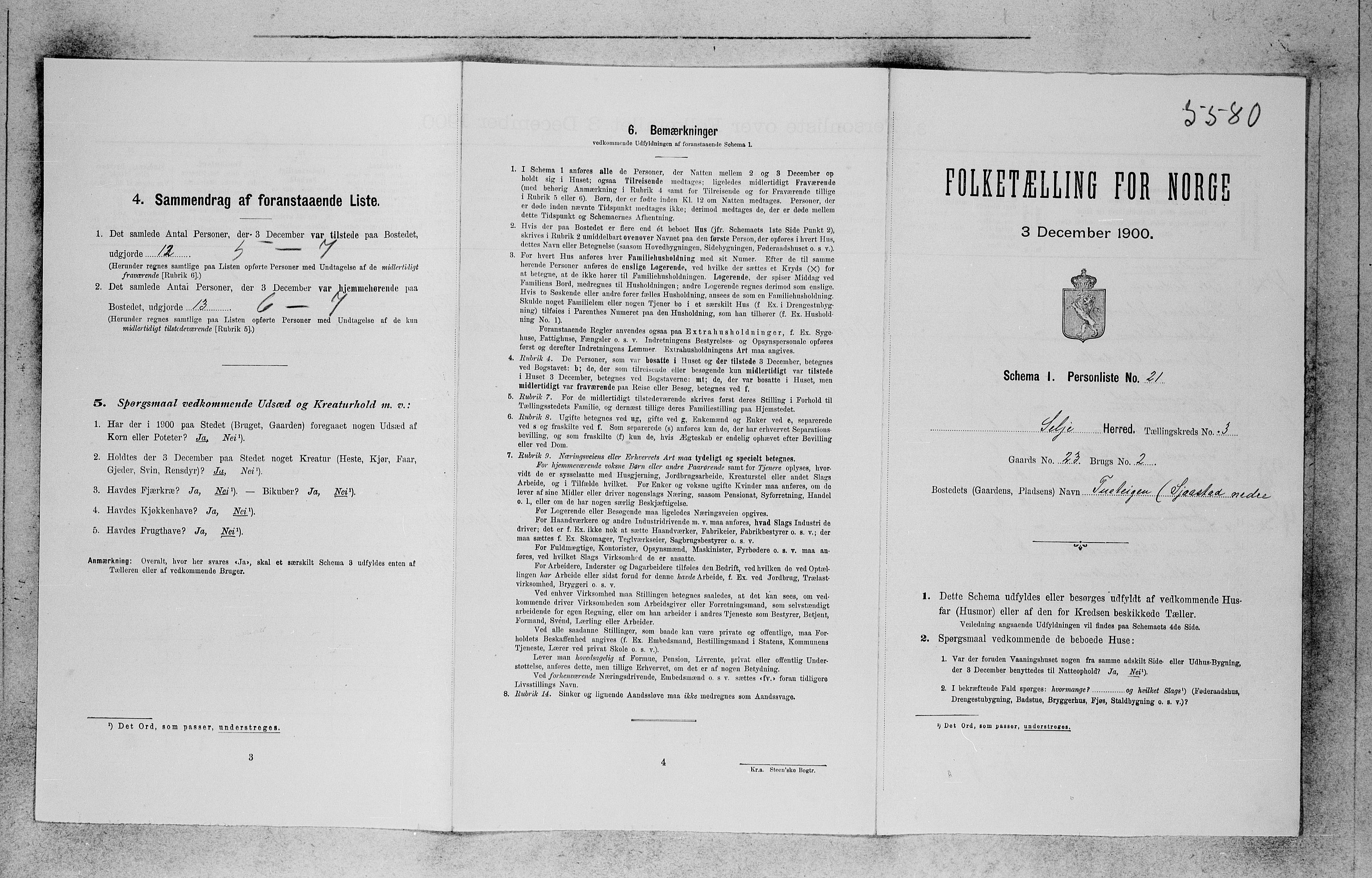 SAB, 1900 census for Selje, 1900, p. 321