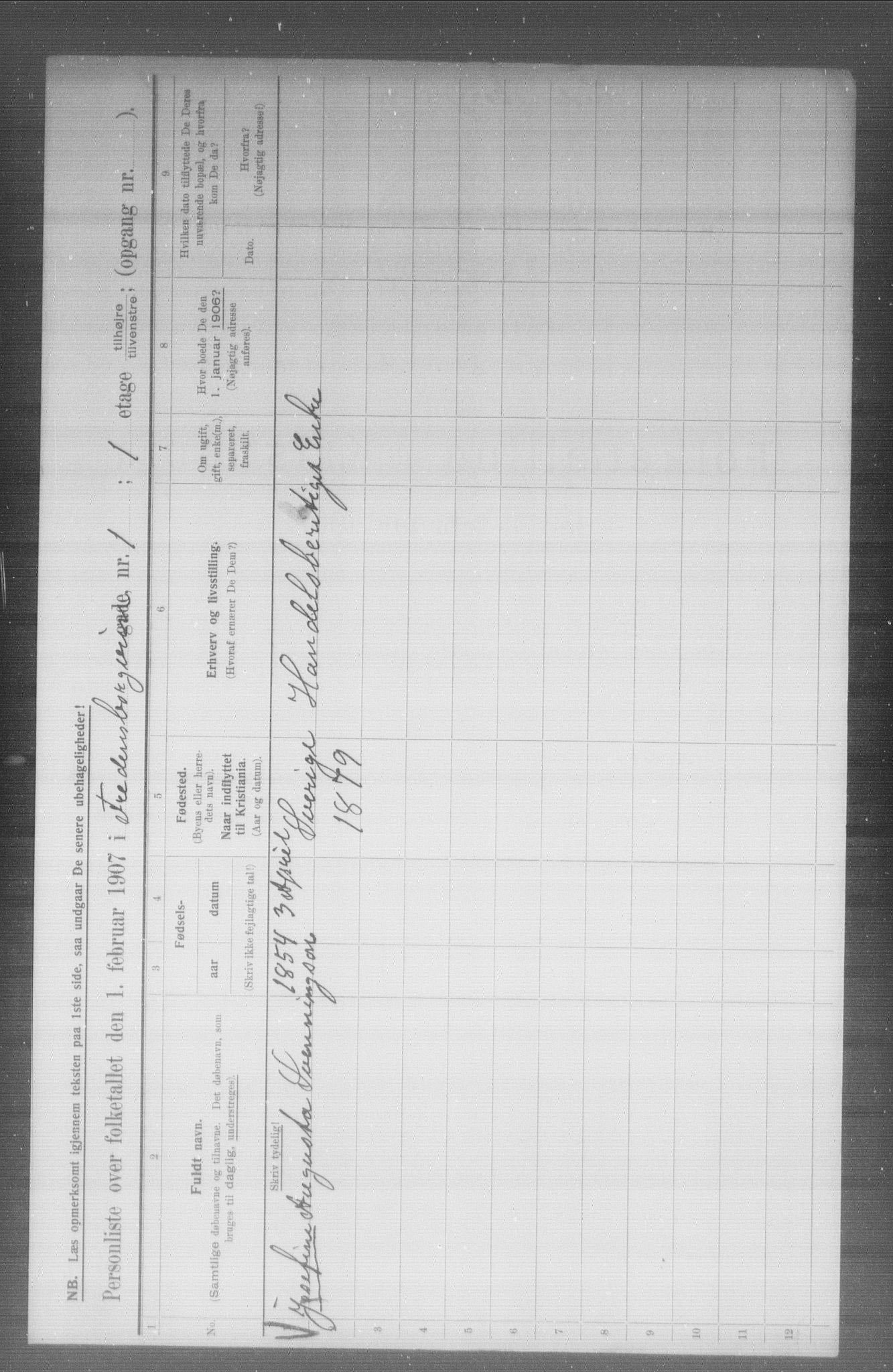 OBA, Municipal Census 1907 for Kristiania, 1907, p. 12984