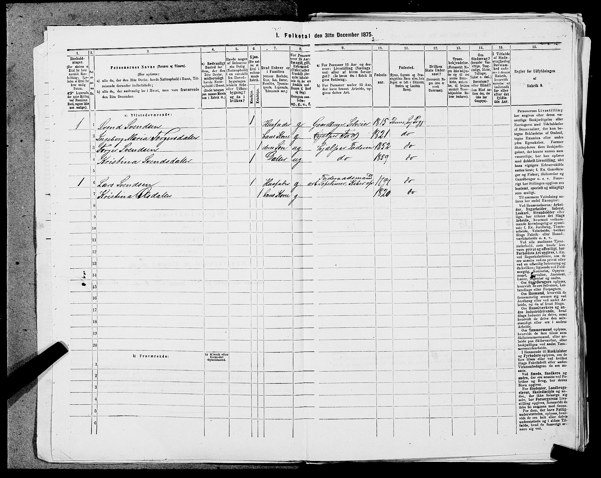 SAST, 1875 census for 1121P Lye, 1875, p. 475