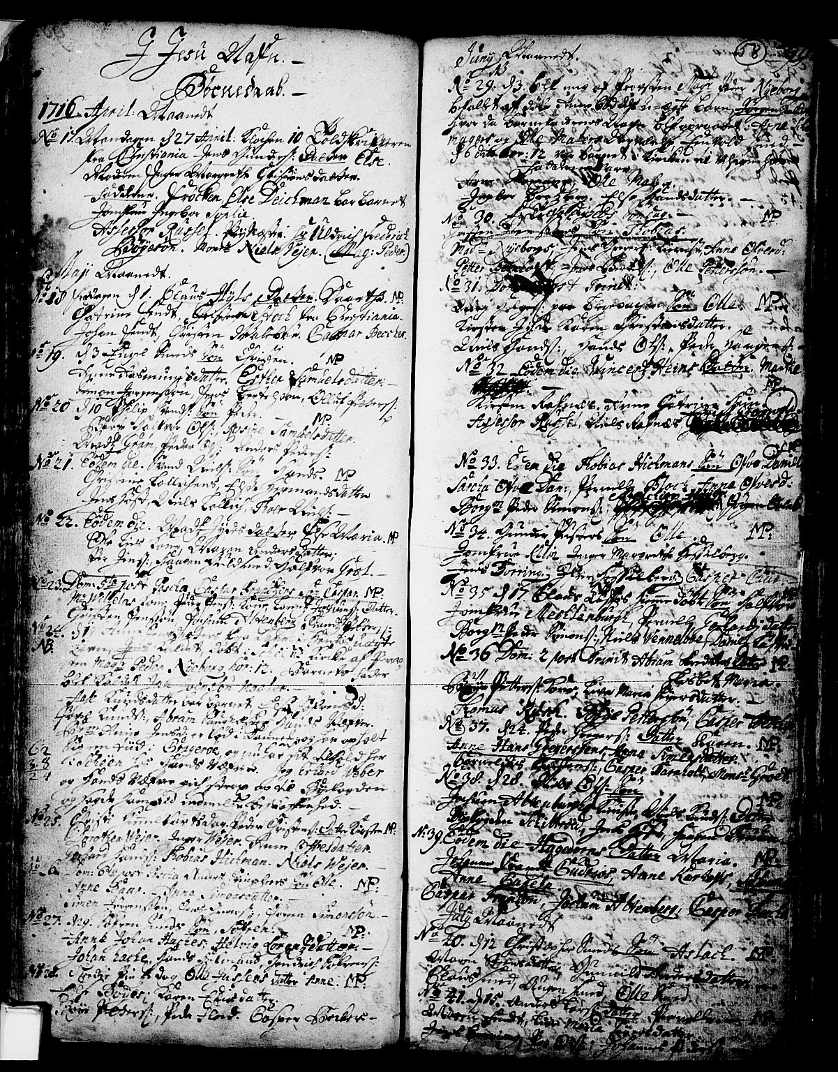 Skien kirkebøker, SAKO/A-302/F/Fa/L0002: Parish register (official) no. 2, 1716-1757, p. 58