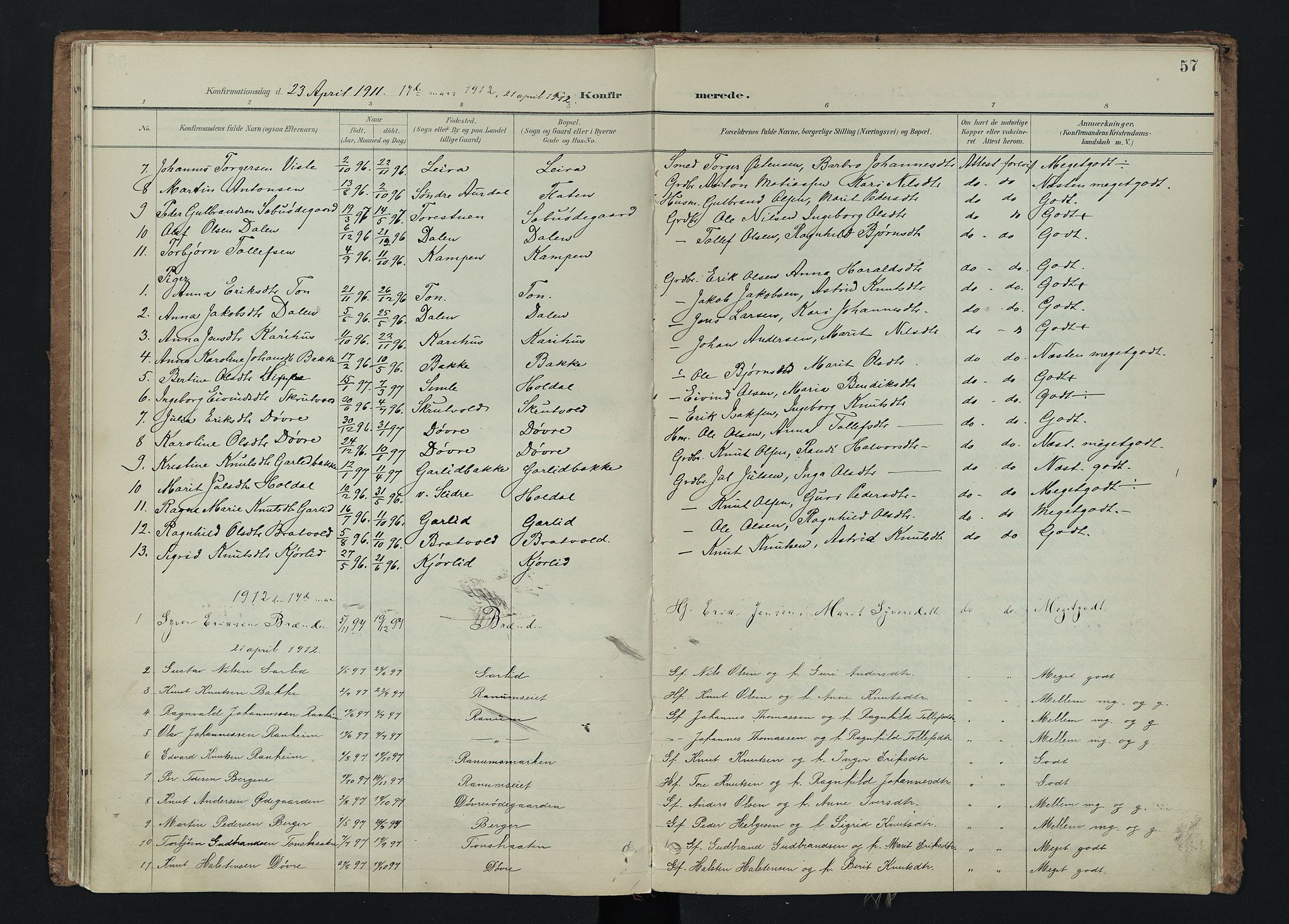 Nord-Aurdal prestekontor, AV/SAH-PREST-132/H/Ha/Haa/L0015: Parish register (official) no. 15, 1896-1914, p. 57
