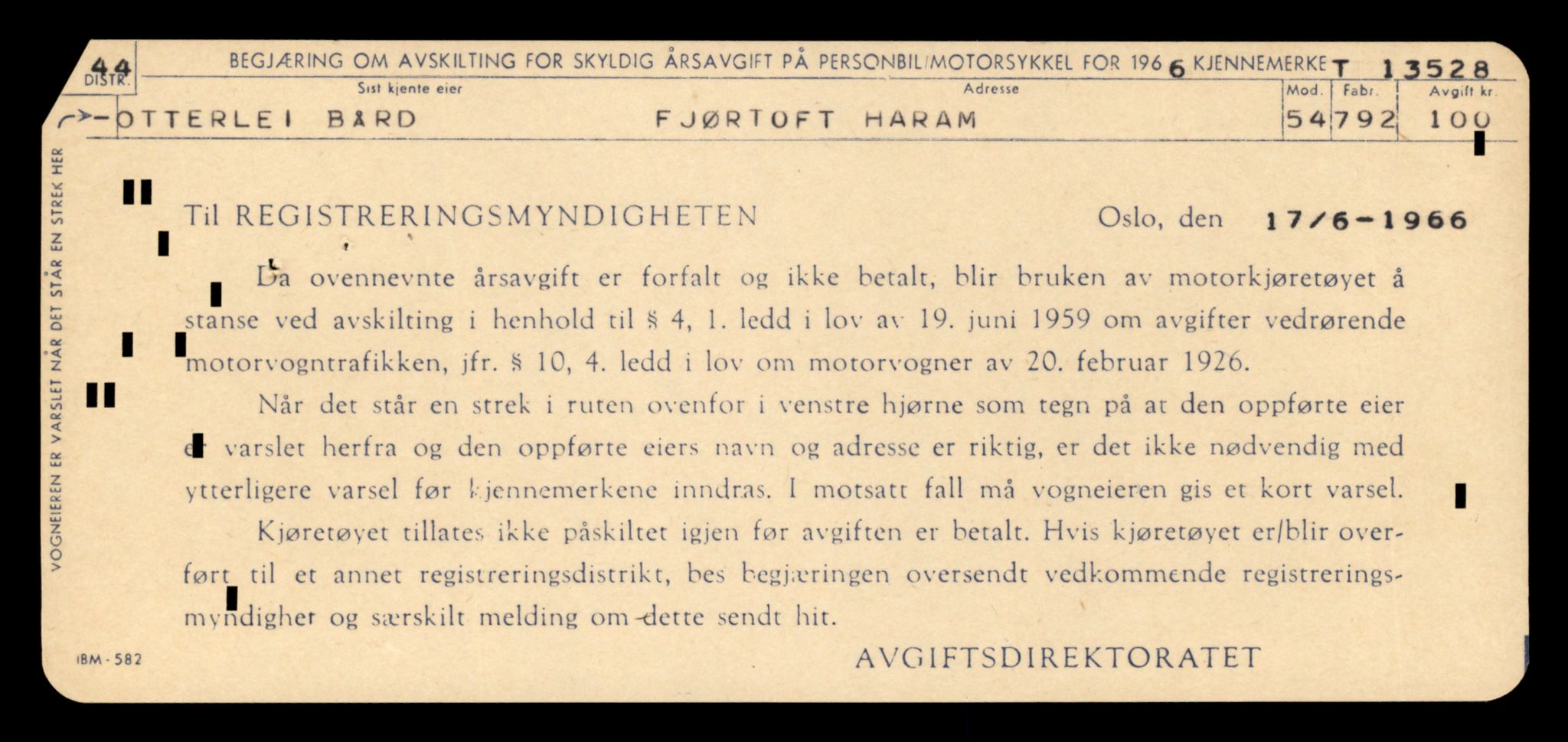 Møre og Romsdal vegkontor - Ålesund trafikkstasjon, AV/SAT-A-4099/F/Fe/L0039: Registreringskort for kjøretøy T 13361 - T 13530, 1927-1998, p. 2947