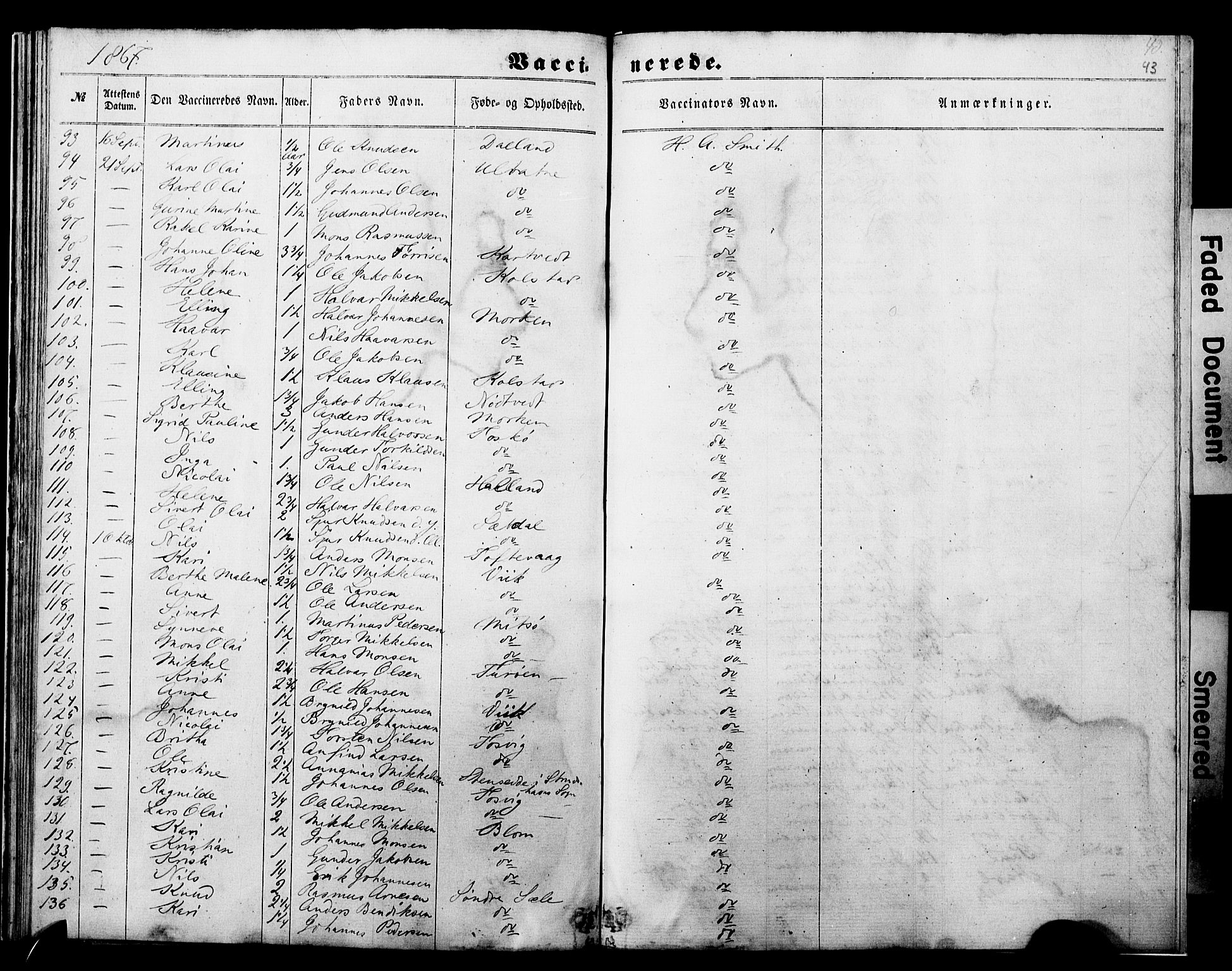 Manger sokneprestembete, SAB/A-76801/H/Haa: Parish register (official) no. A 11, 1860-1867, p. 43