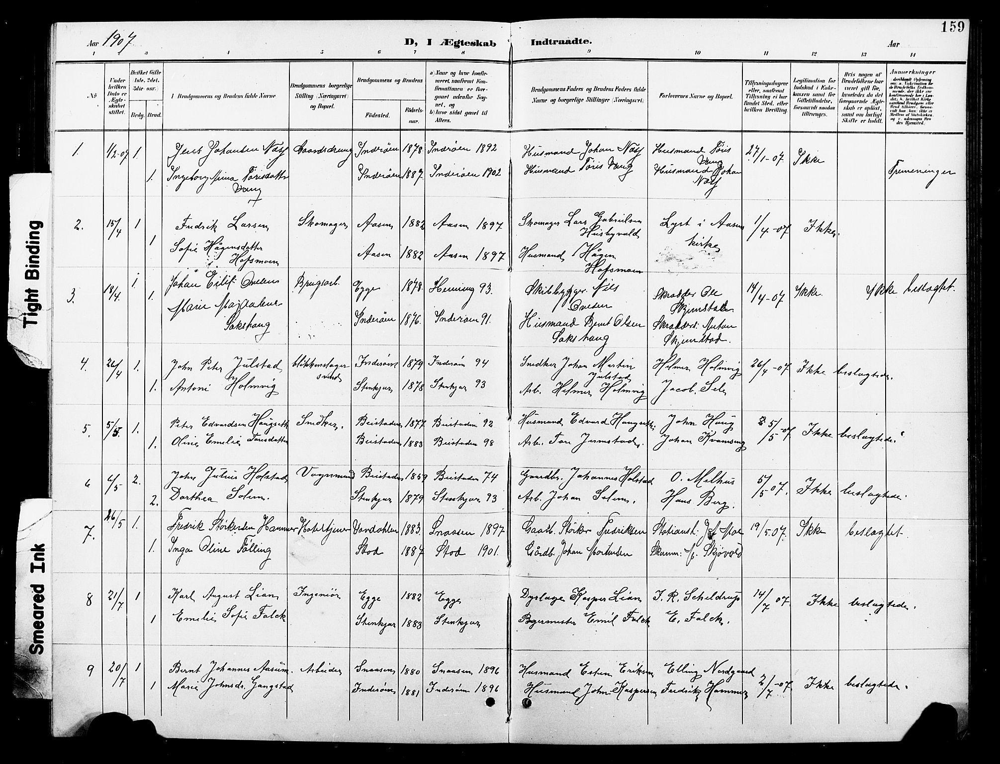 Ministerialprotokoller, klokkerbøker og fødselsregistre - Nord-Trøndelag, SAT/A-1458/739/L0375: Parish register (copy) no. 739C03, 1898-1908, p. 159