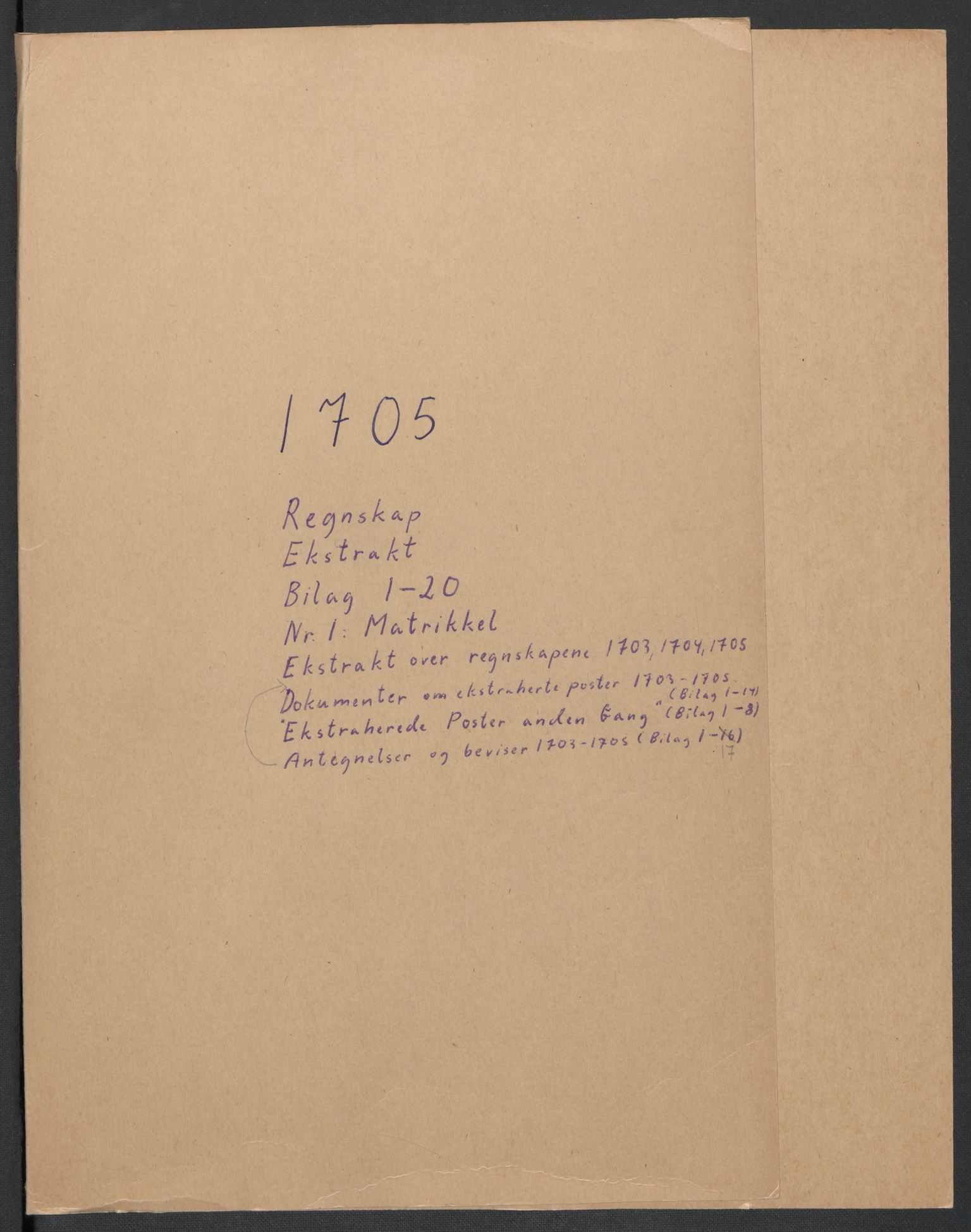 Rentekammeret inntil 1814, Reviderte regnskaper, Fogderegnskap, RA/EA-4092/R56/L3741: Fogderegnskap Nordmøre, 1705, p. 2