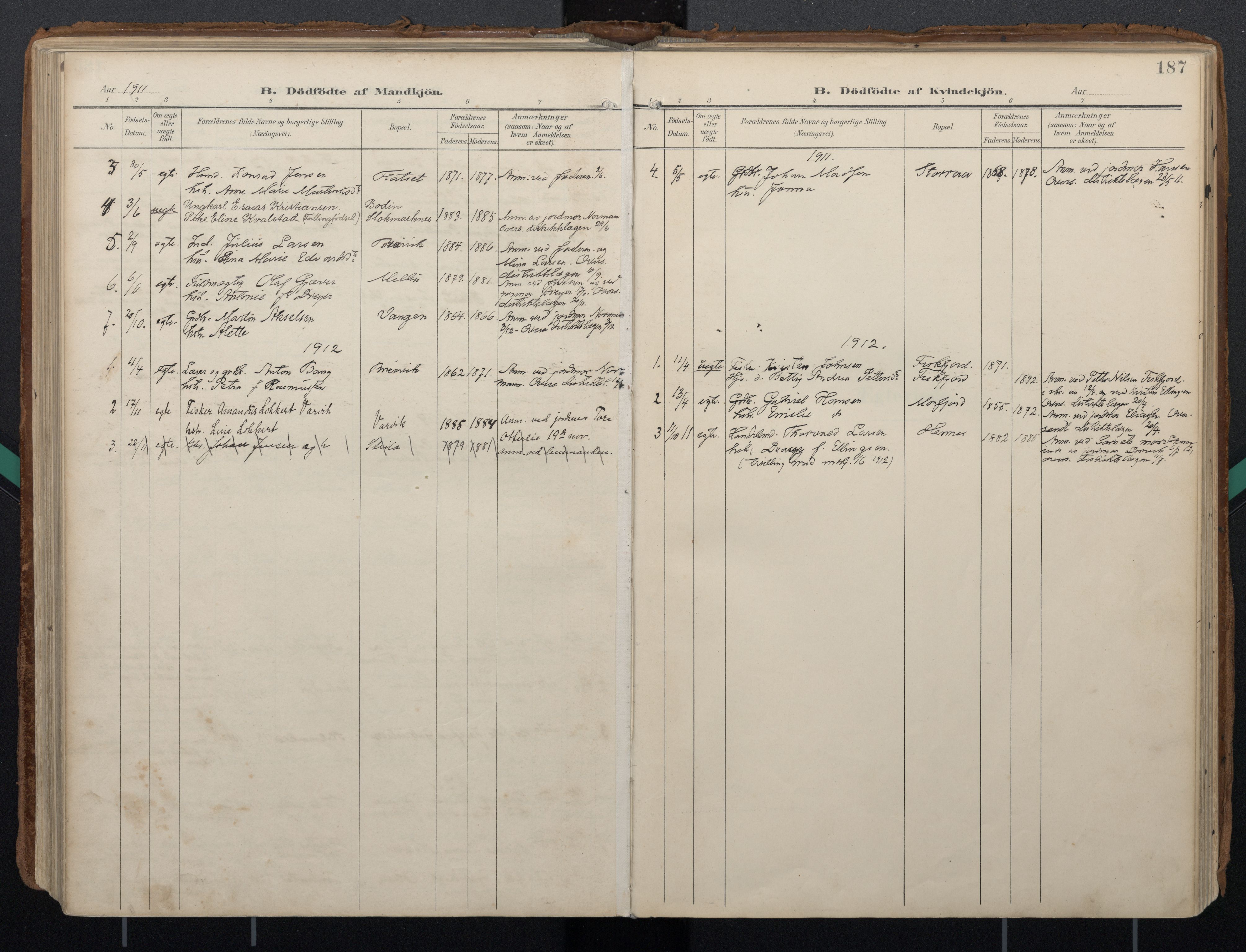 Ministerialprotokoller, klokkerbøker og fødselsregistre - Nordland, AV/SAT-A-1459/888/L1248: Parish register (official) no. 888A14, 1904-1913, p. 187