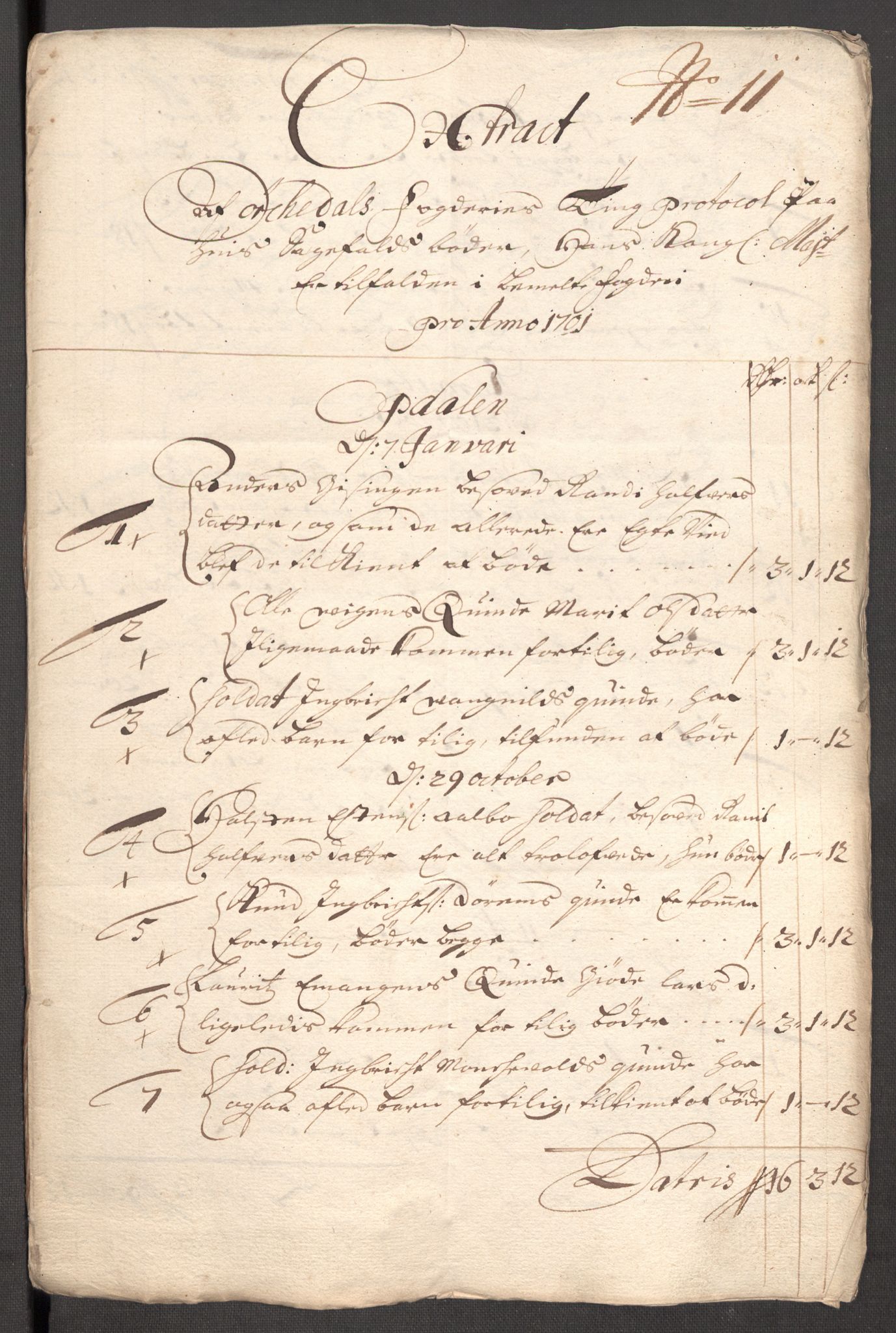 Rentekammeret inntil 1814, Reviderte regnskaper, Fogderegnskap, AV/RA-EA-4092/R60/L3951: Fogderegnskap Orkdal og Gauldal, 1701, p. 146