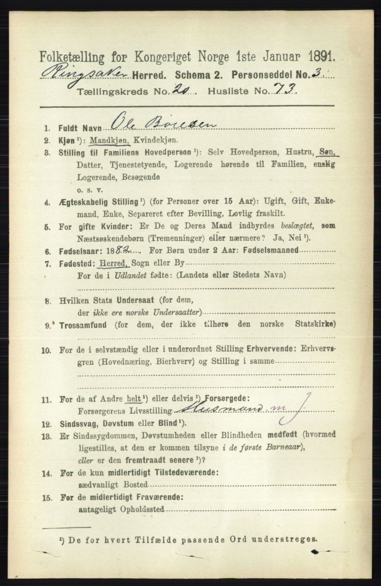 RA, 1891 census for 0412 Ringsaker, 1891, p. 11576