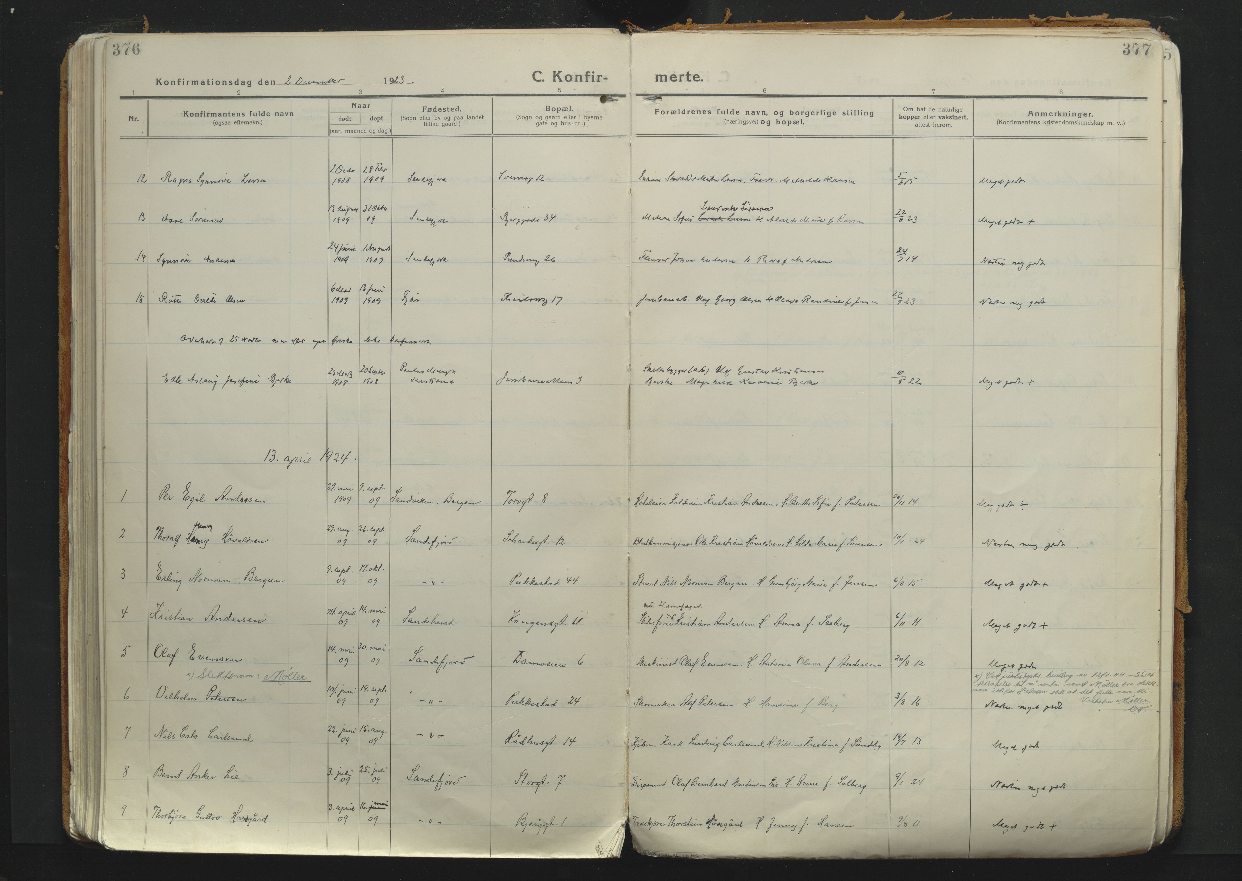 Sandefjord kirkebøker, SAKO/A-315/F/Fa/L0007: Parish register (official) no. 7, 1916-1930, p. 376-377