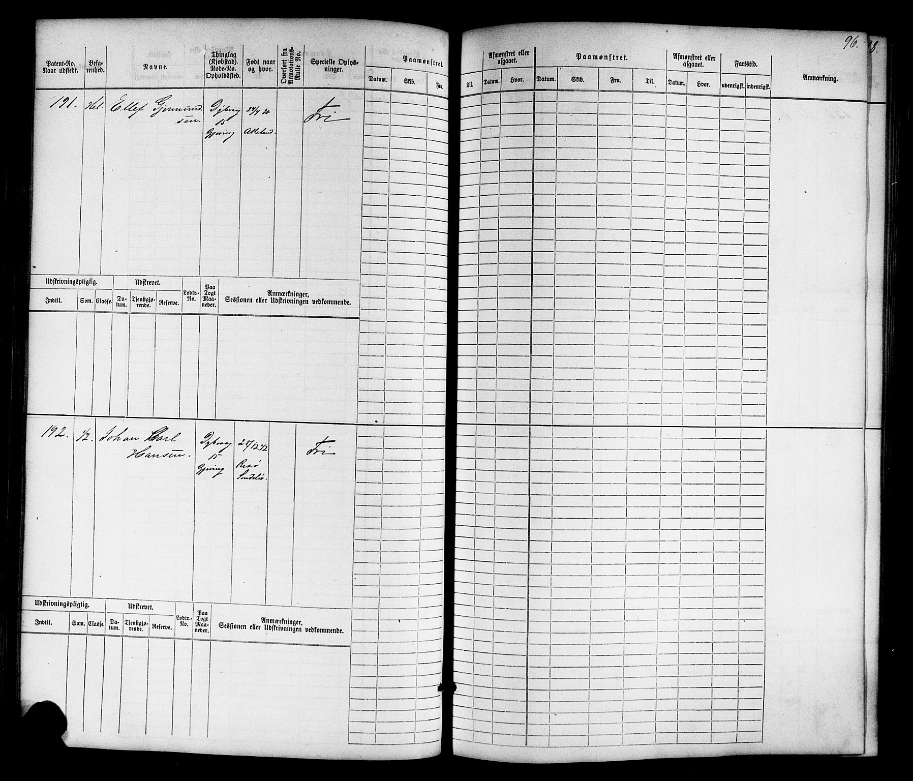 Tvedestrand mønstringskrets, SAK/2031-0011/F/Fb/L0015: Hovedrulle nr 1-766, U-31, 1869-1900, p. 100