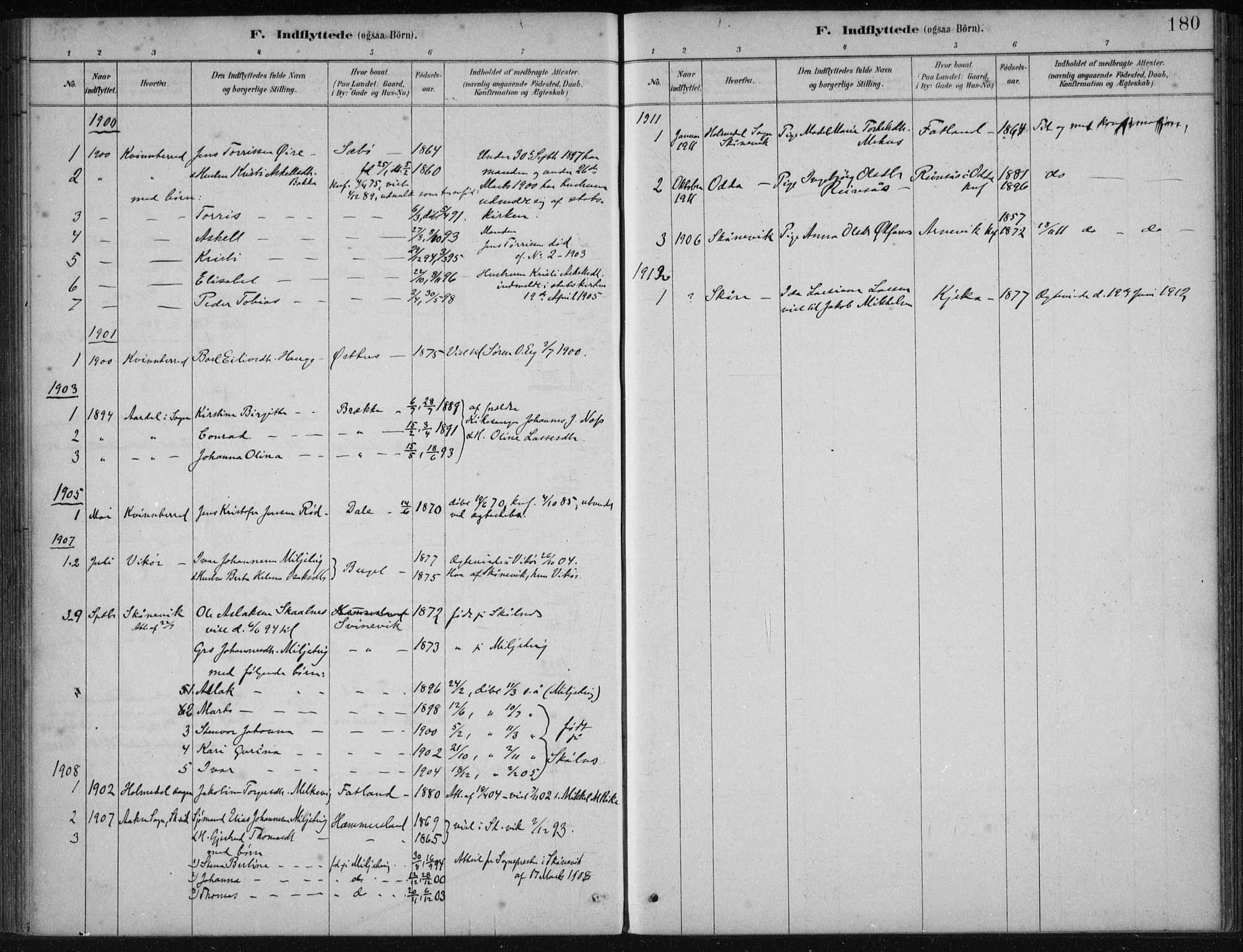 Fjelberg sokneprestembete, SAB/A-75201/H/Haa: Parish register (official) no. B  1, 1879-1919, p. 180