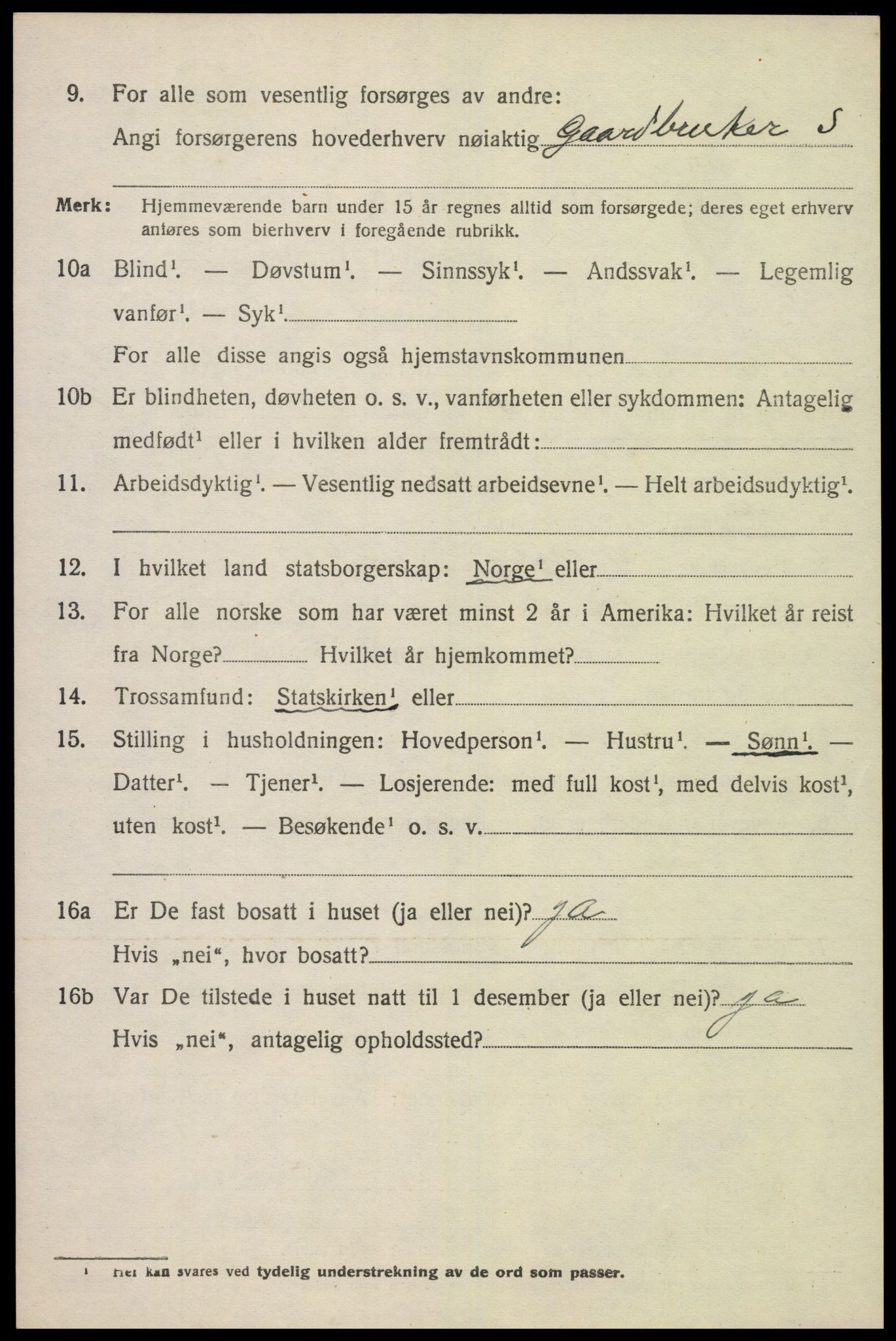 SAK, 1920 census for Sør-Audnedal, 1920, p. 1582